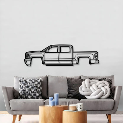 2015 Chevrolet Silverado 1500 Pickup Silhouette Wall Decor Powder Coated Matte Steel