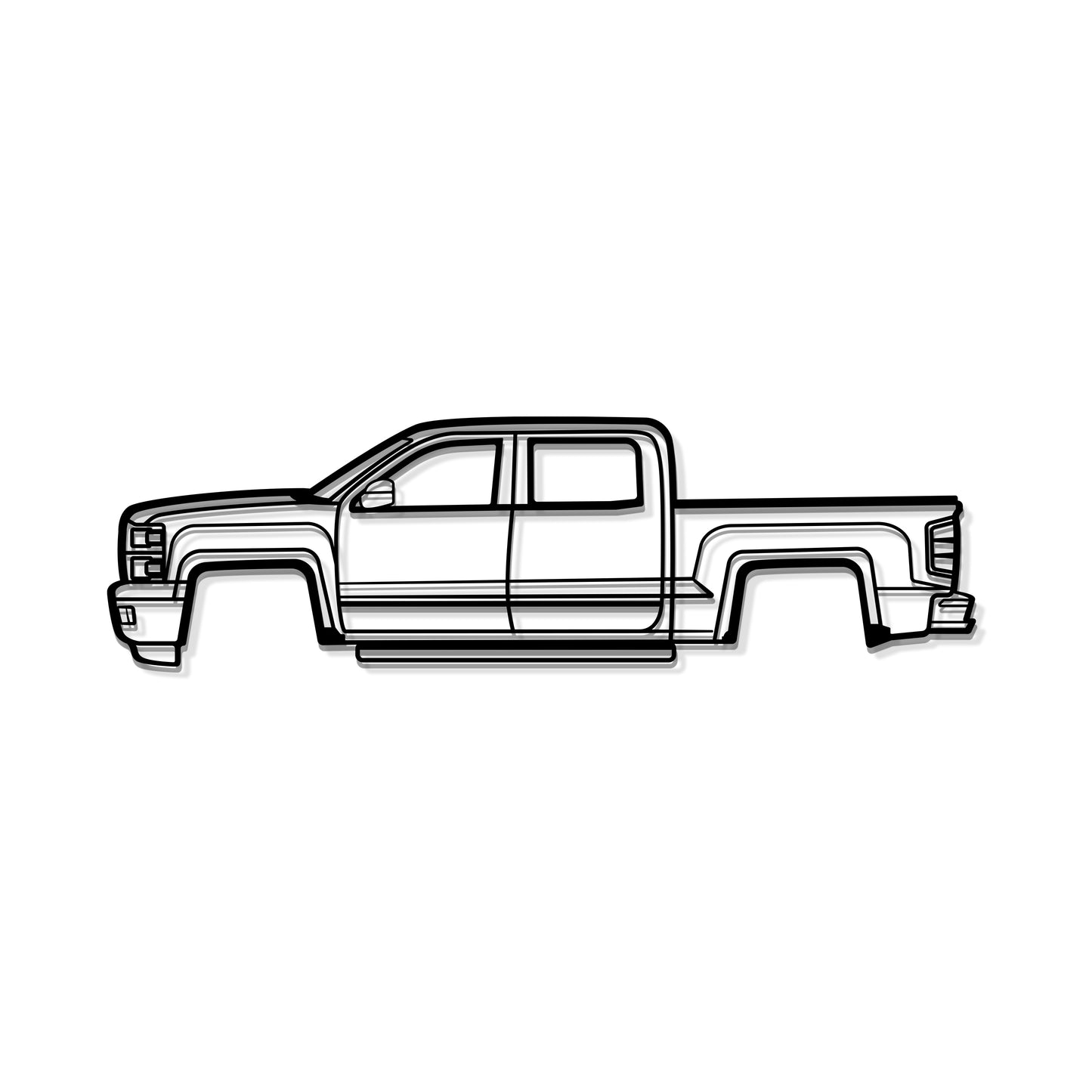 Industrial Style 2015 Chevrolet Silverado 1500 Metal Wall Decor Minimalist Silhouette