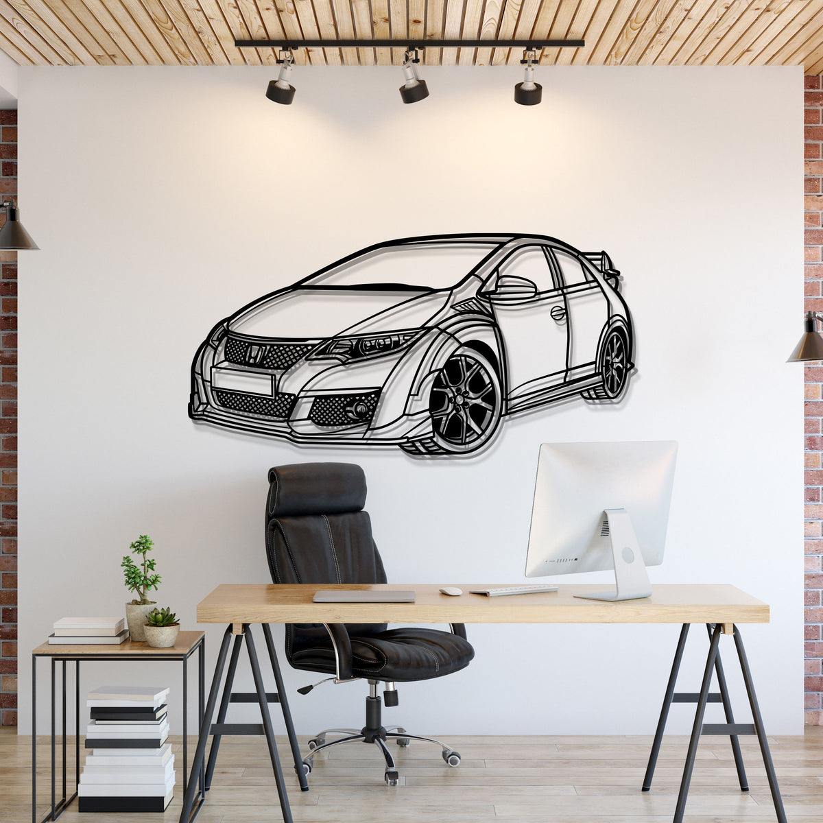 2015 Civic Type-R FK2 Perspective Metal Car Wall Art - MT1164
