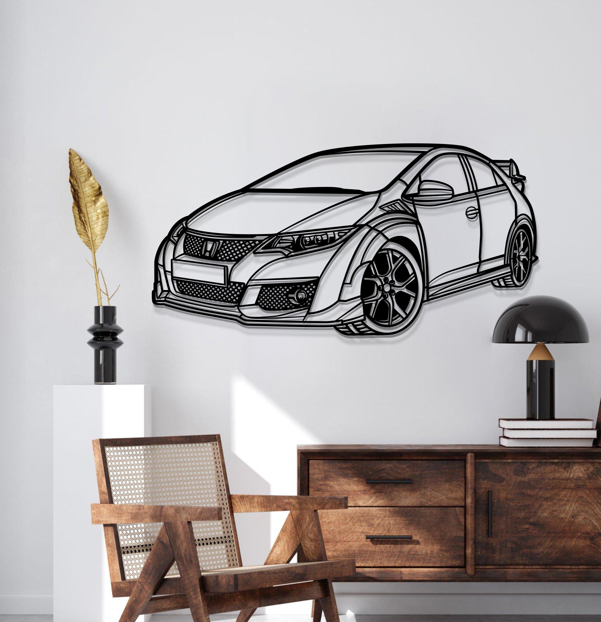 2015 Civic Type-R FK2 Perspective Metal Car Wall Art - MT1164