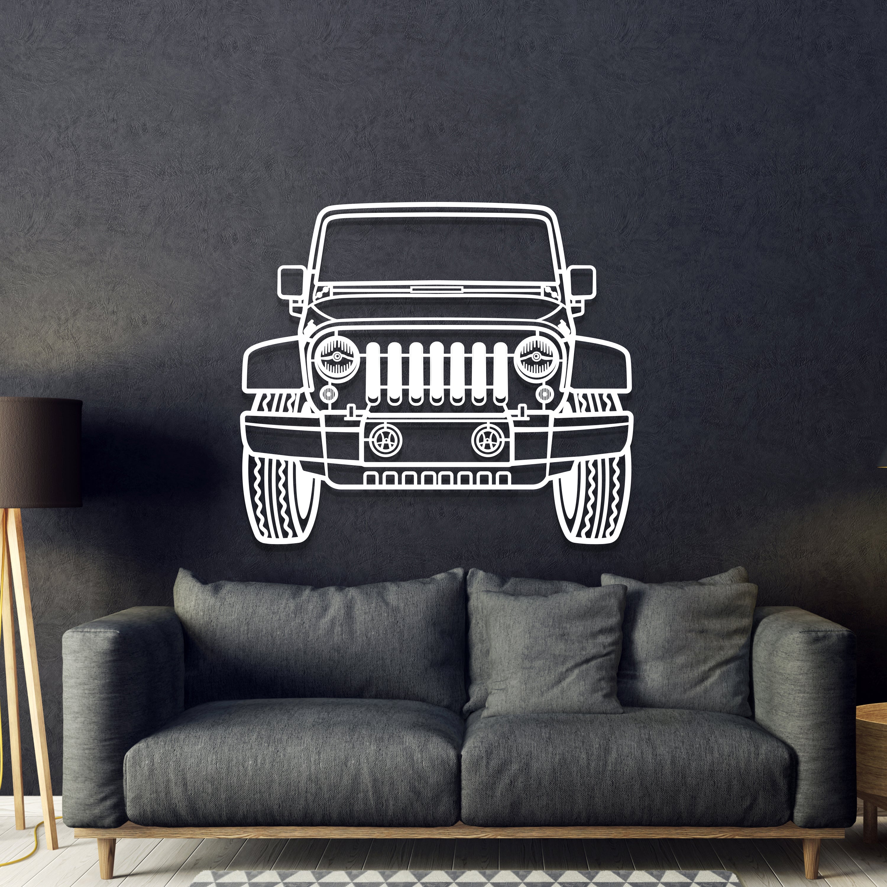 2015 Wrangler Front View Metal Car Wall Art - MT1356