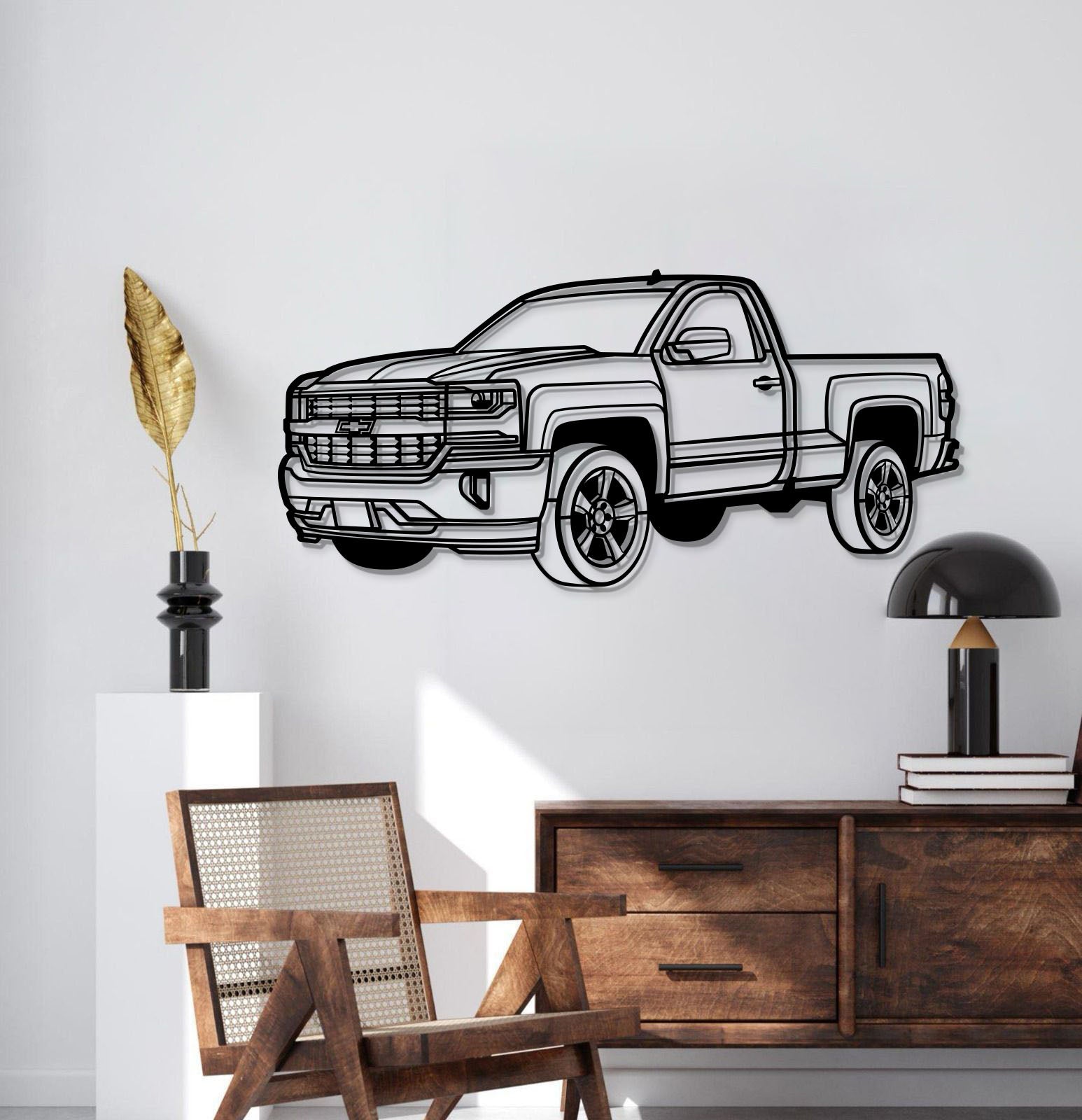 2016 Silverado 1500 Regular CAB Perspective Metal Car Wall Art - MT1153