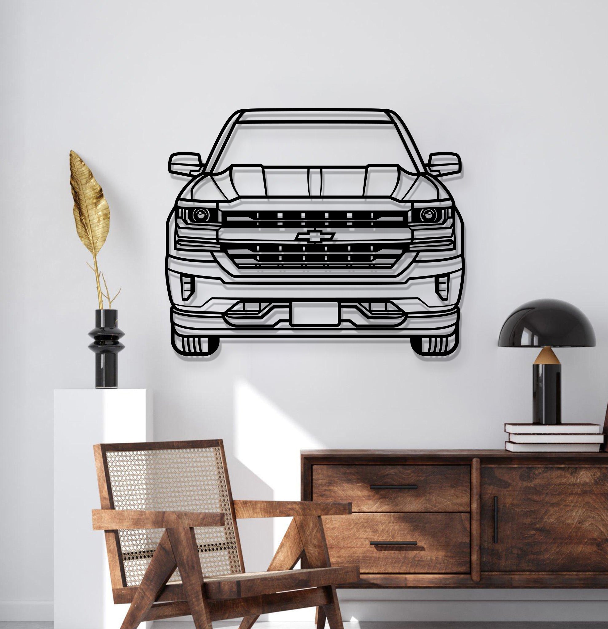 2016 Silverado 1500 Z71 Front View Metal Car Wall Art - MT1335