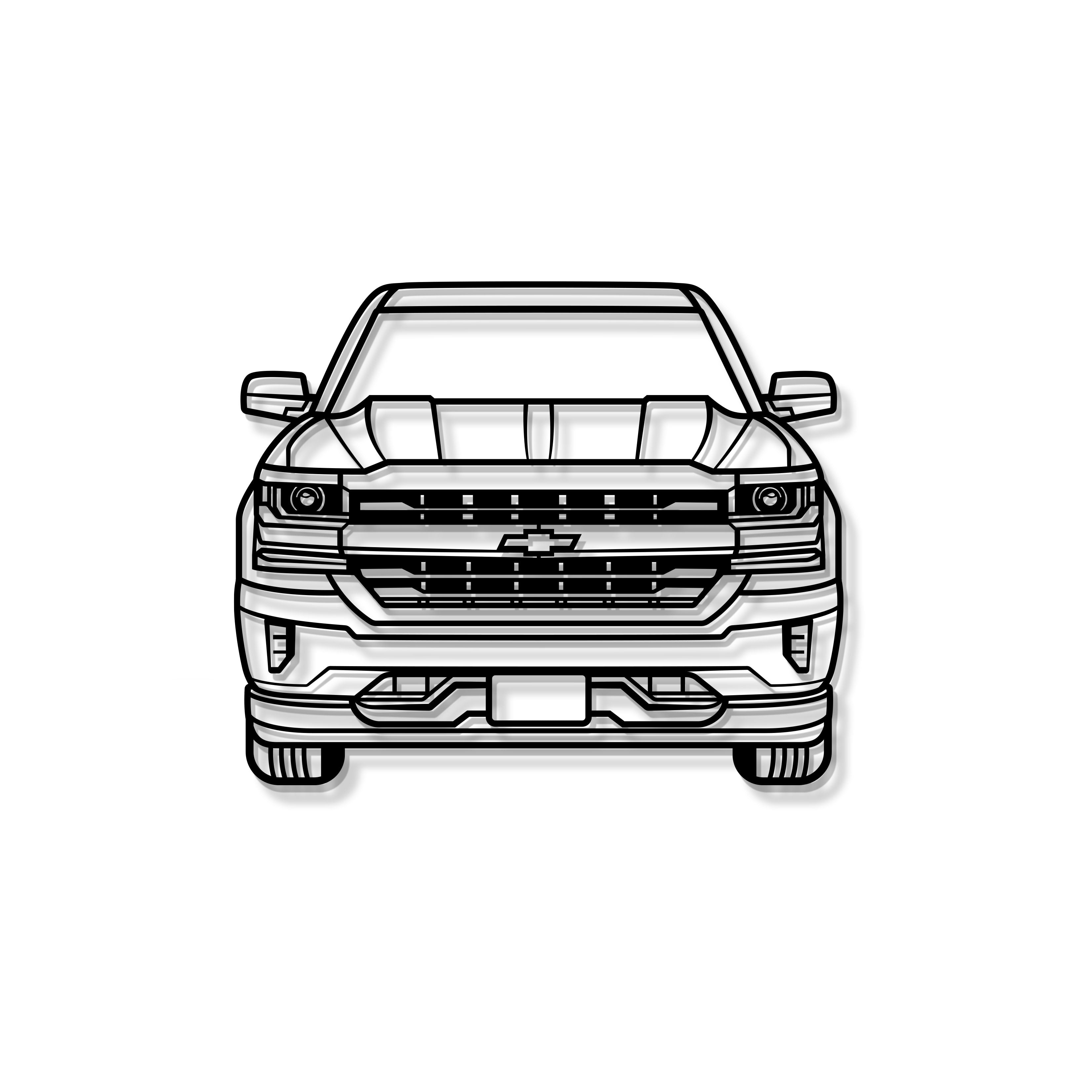 2016 Silverado 1500 Z71 Front View Metal Car Wall Art - MT1335