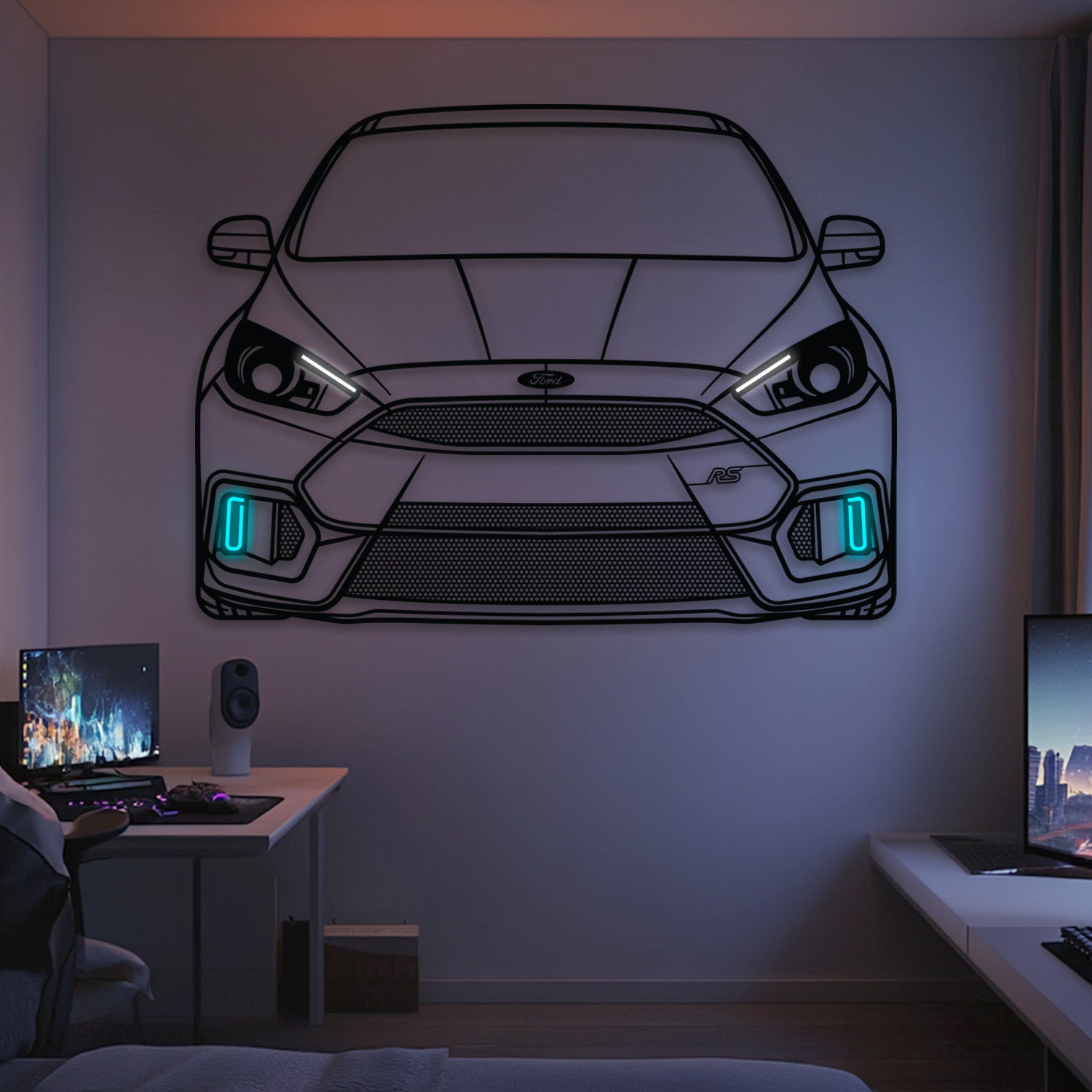 2016 Focus RS Front  View  Metal Neon Car Wall Art -MTN0247