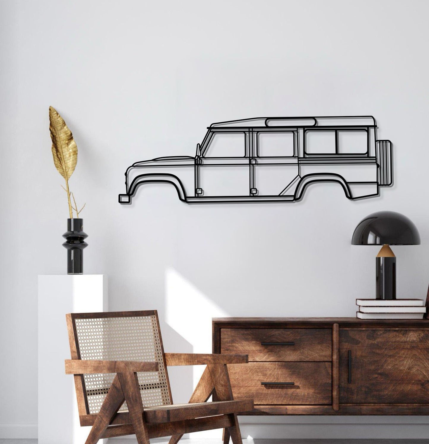 2016 Land Rover Defender 110 SUV Silhouette Wall Decor Powder Coated Matte Steel