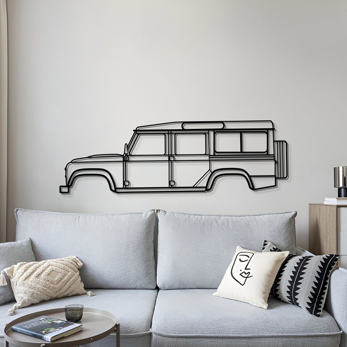 Modern 2016 Land Rover Defender 110 Wall Hanging In Textured Black Steel