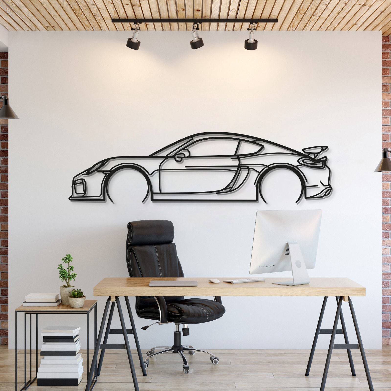 2016 Porsche Cayman GT4 981 metal car wall art silhouette for garage décor