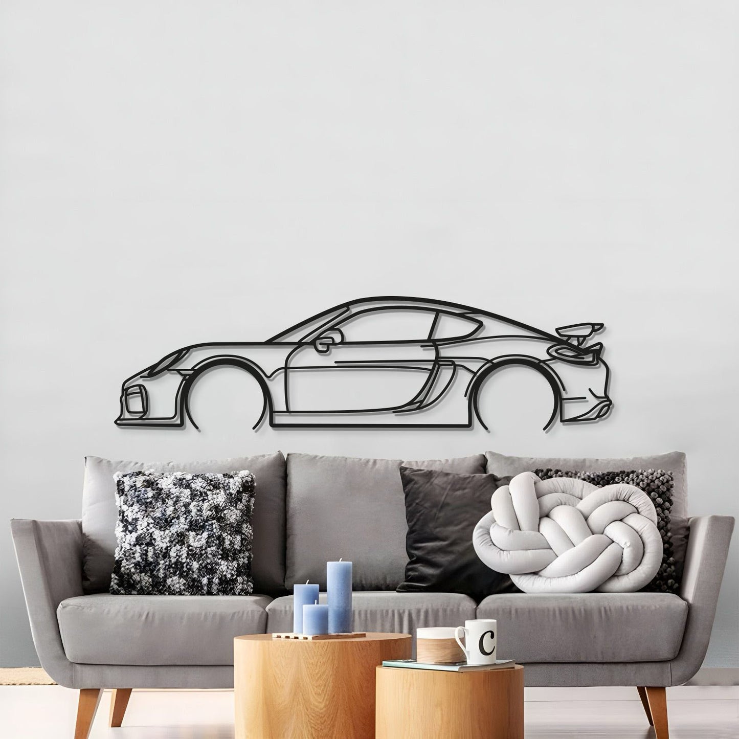 Porsche Cayman GT4 981 metal wall art in matte finish for man cave