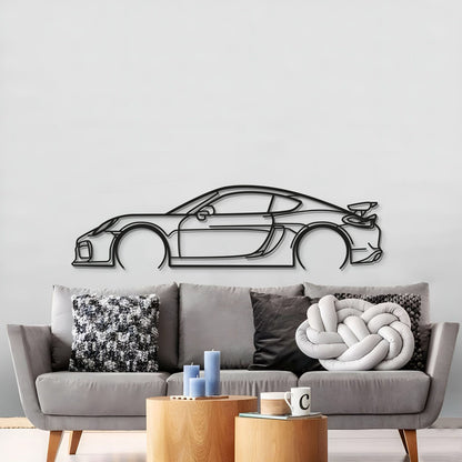 Porsche Cayman GT4 981 metal wall art in matte finish for man cave