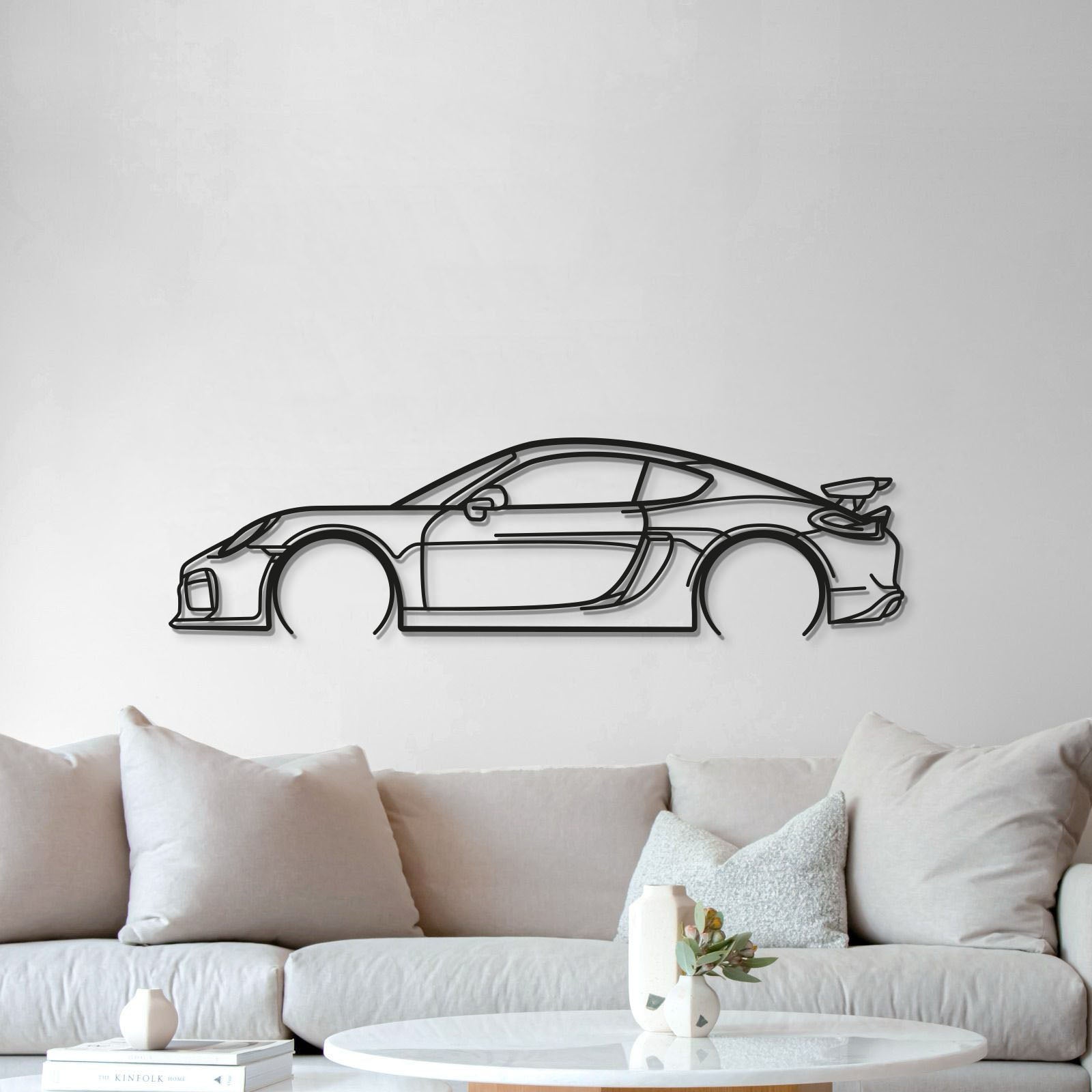 Porsche Cayman GT4 981 vintage metal wall sculpture for living room display