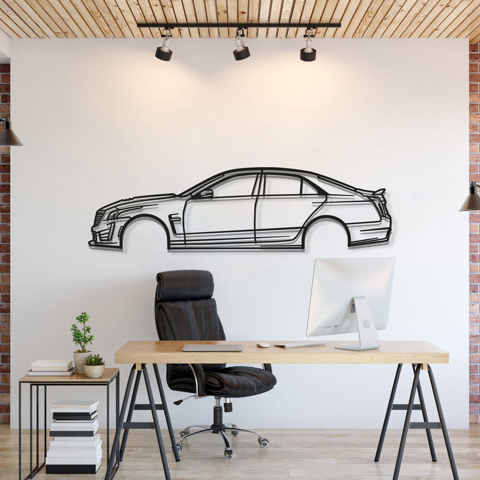 2017 Cadillac CTS‑V Metal Wall Art Laser Cut 2 Mm Steel Silhouette