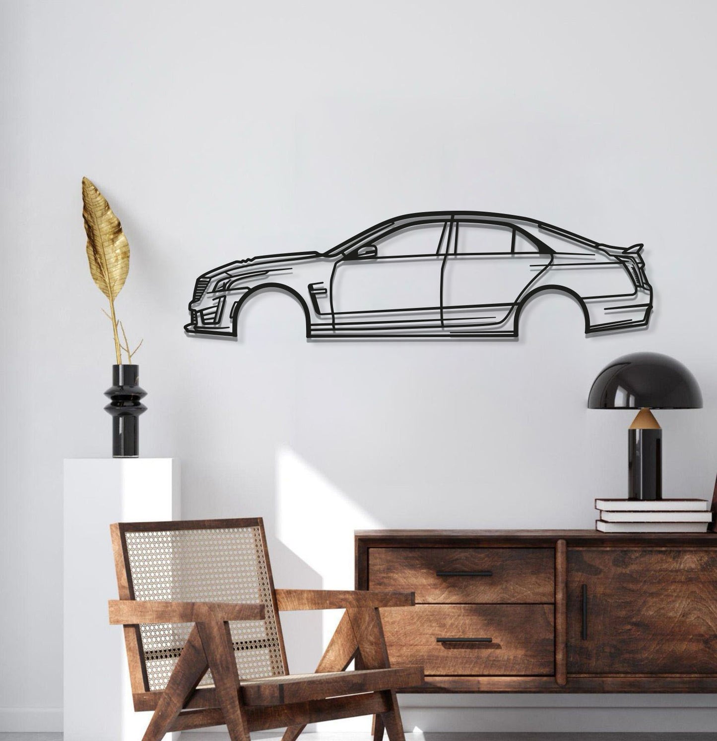 2017 Cadillac CTS‑V Supercharged Sedan Silhouette Wall Decor Powder Coated Matte Steel