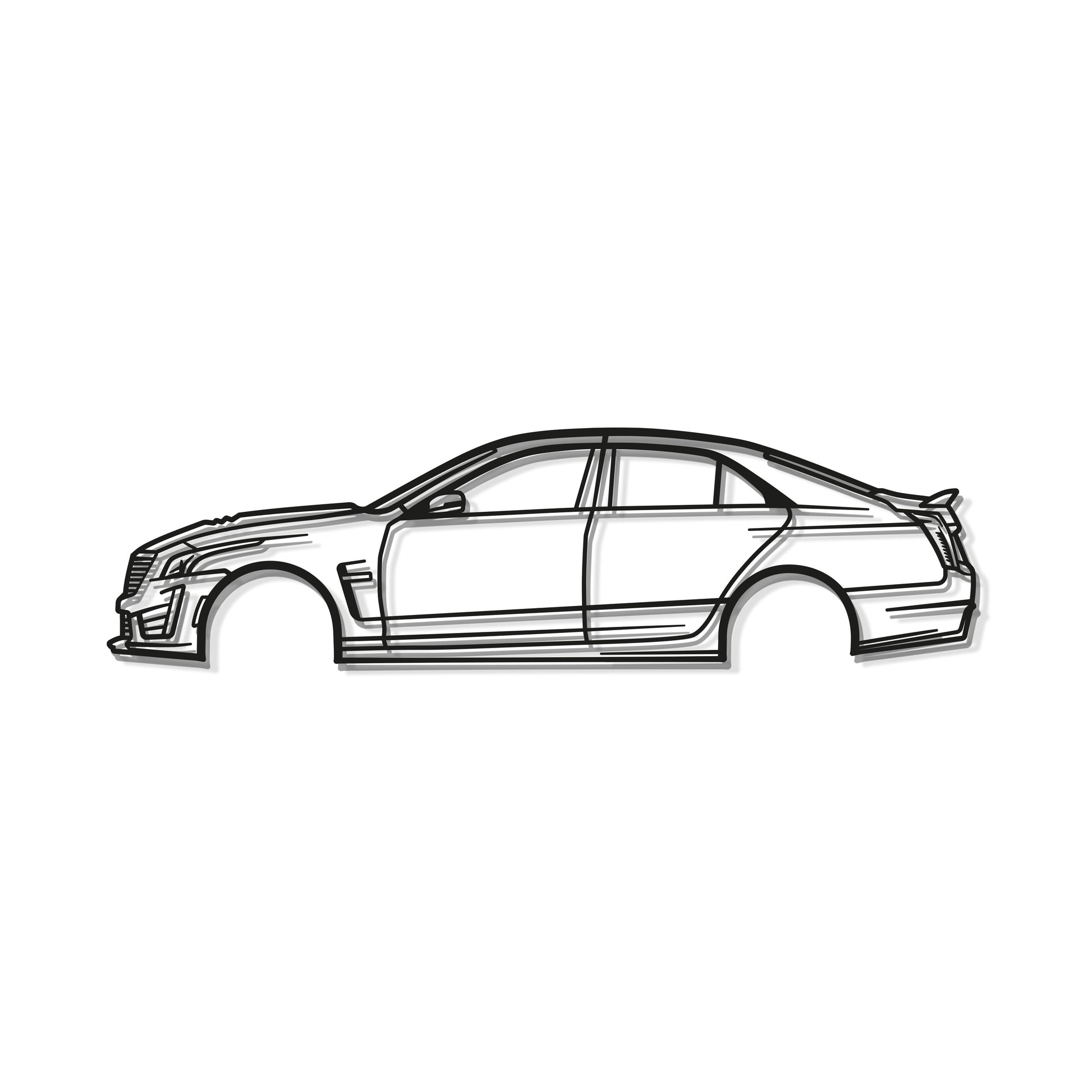 Industrial Style 2017 Cadillac CTS‑V Metal Wall Decor Minimalist Silhouette