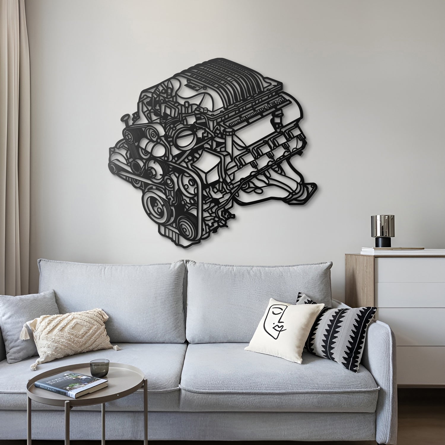 Automotive wall art: 2018 Challenger HEMI engine metal design