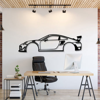 Metal car wall art featuring Porsche Carrera GT enhancing garage décor