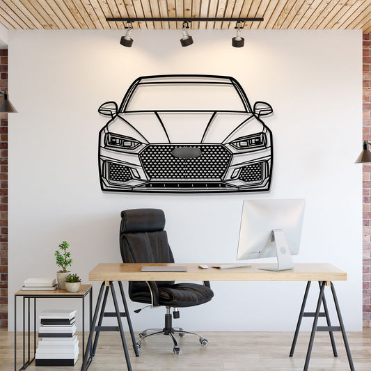 2018 Audi RS5 front view metal wall art – laser‑cut steel silhouette with matte powder‑coat finish