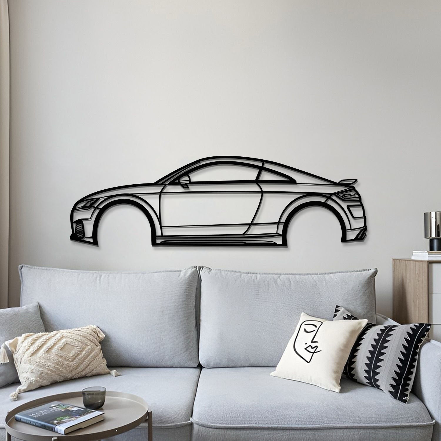 Laser cut metal wall art with Audi TT RS 2018 for modern living room décor