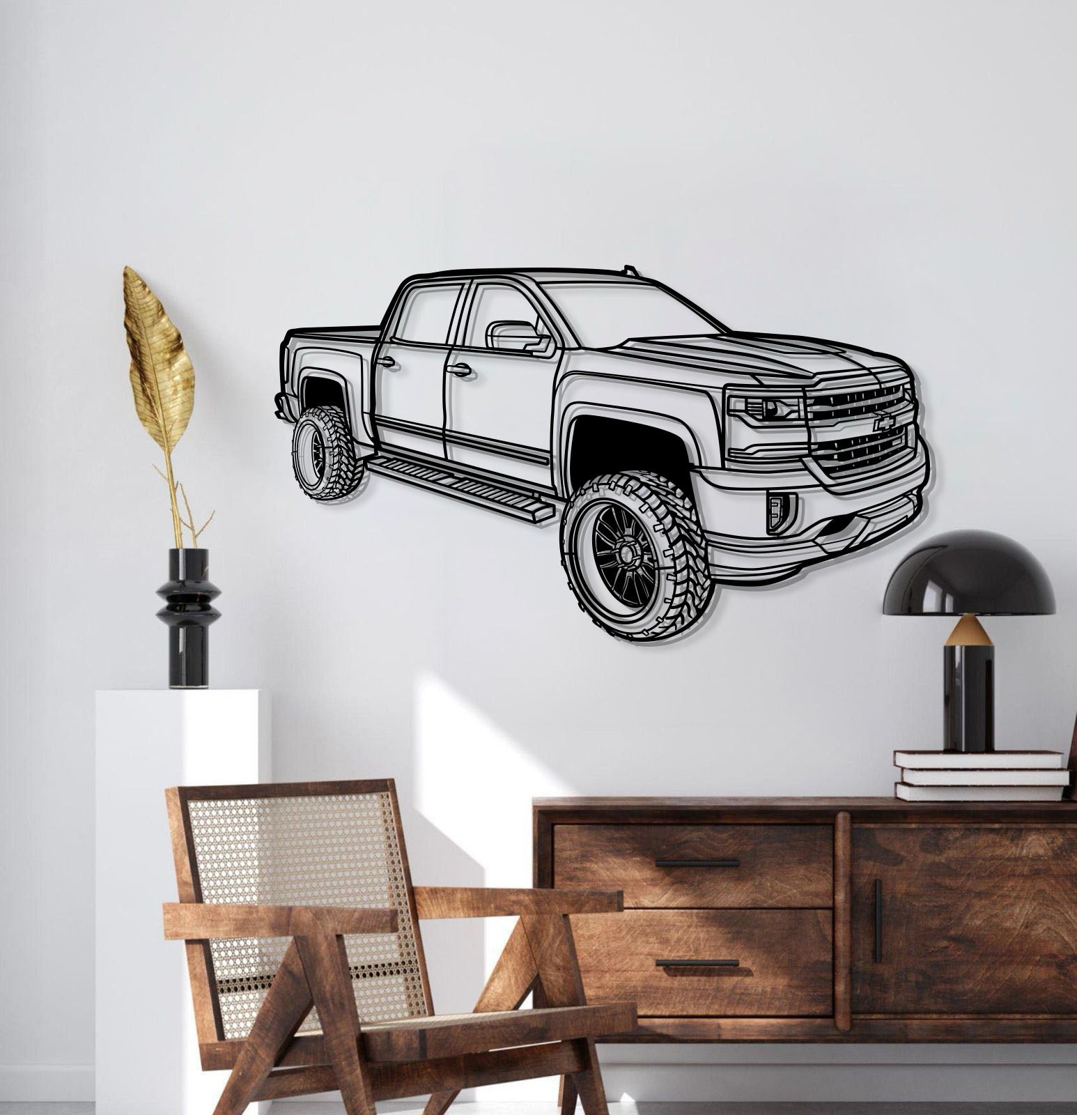 2018 Silverado 1500 LT Perspective Metal Car Wall Art - MT1258
