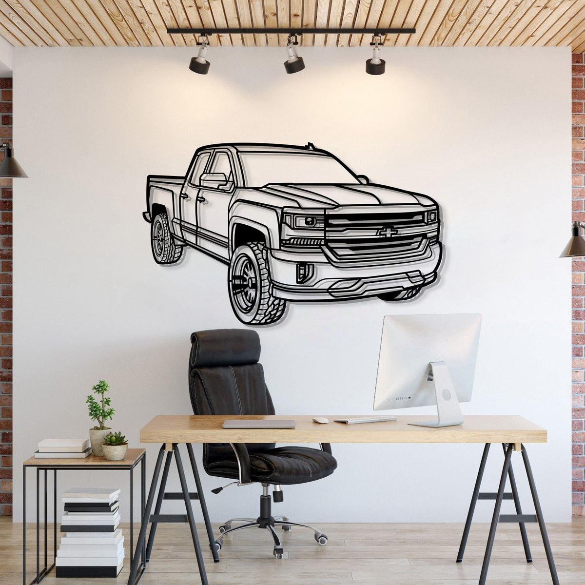 2018 Silverado 1500 LT Perspective Metal Car Wall Art - MT1257