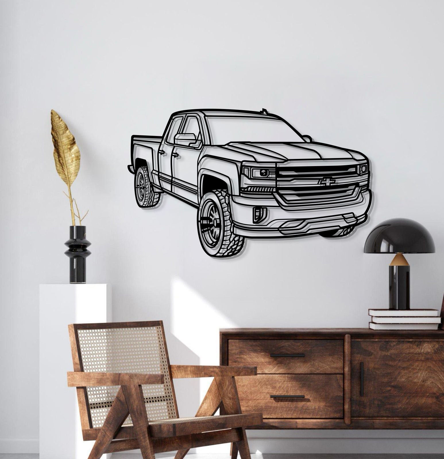 2018 Silverado 1500 LT Perspective Metal Car Wall Art - MT1257