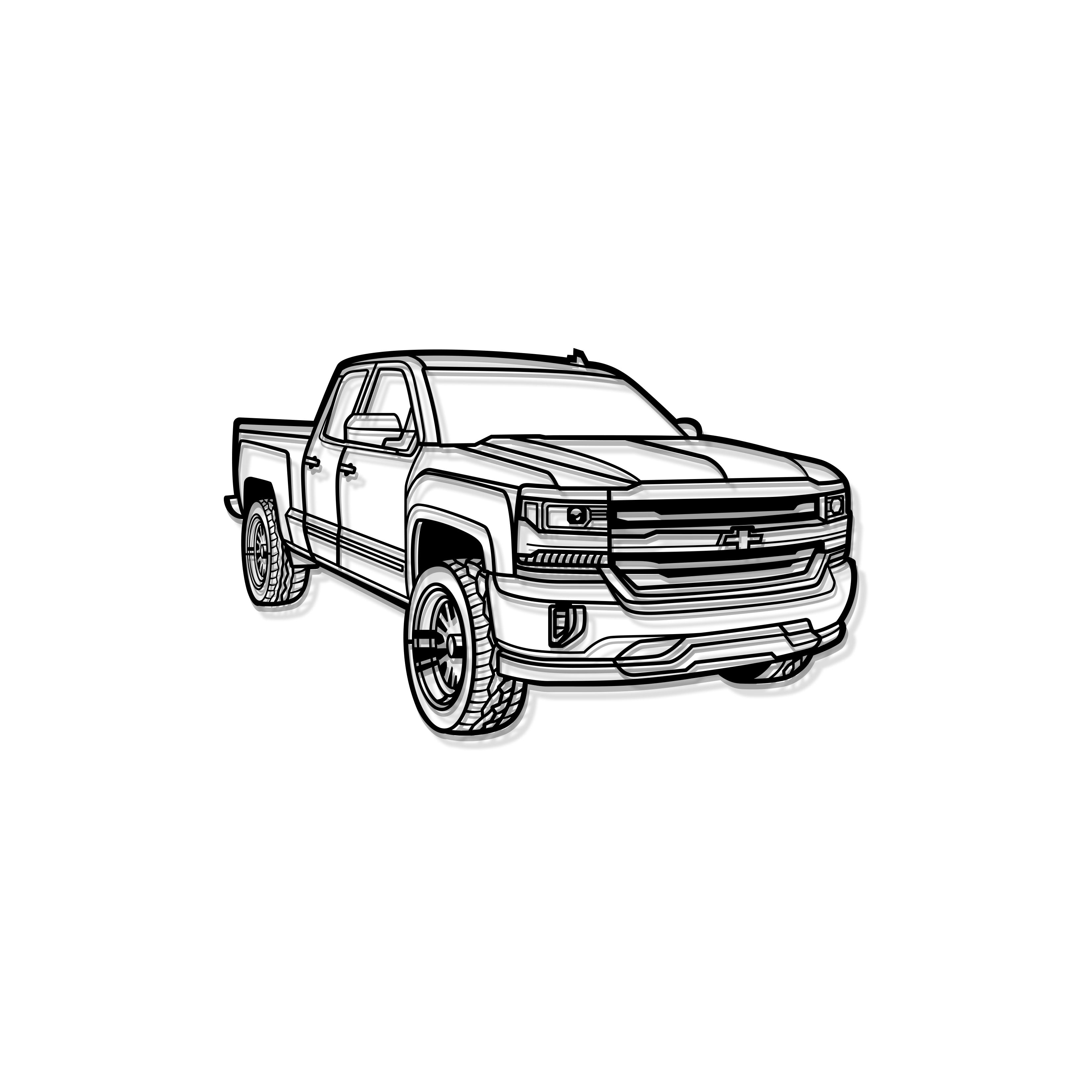 2018 Silverado 1500 LT Perspective Metal Car Wall Art - MT1257