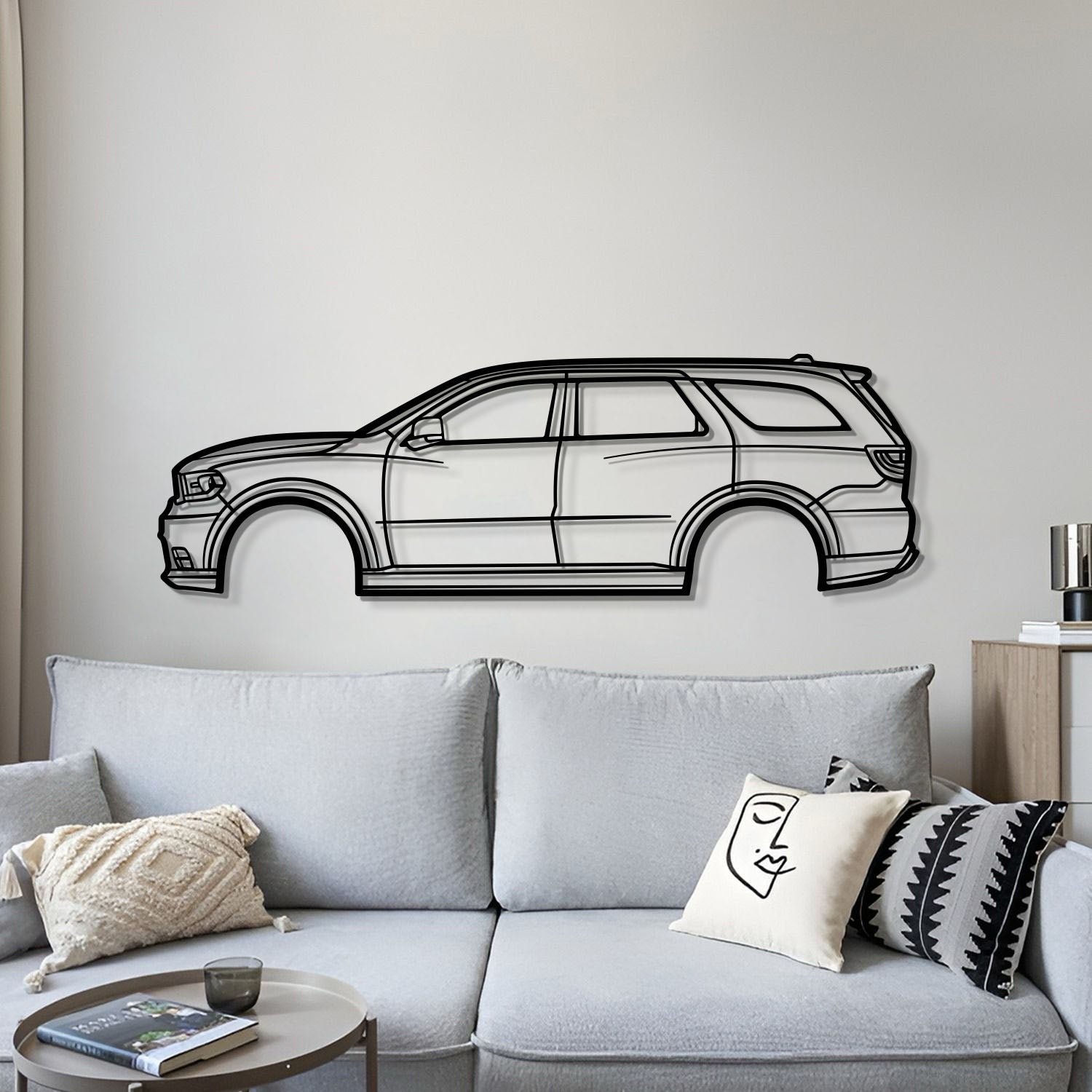 Modern 2018 Dodge Durango Wall Hanging In Textured Black Steel