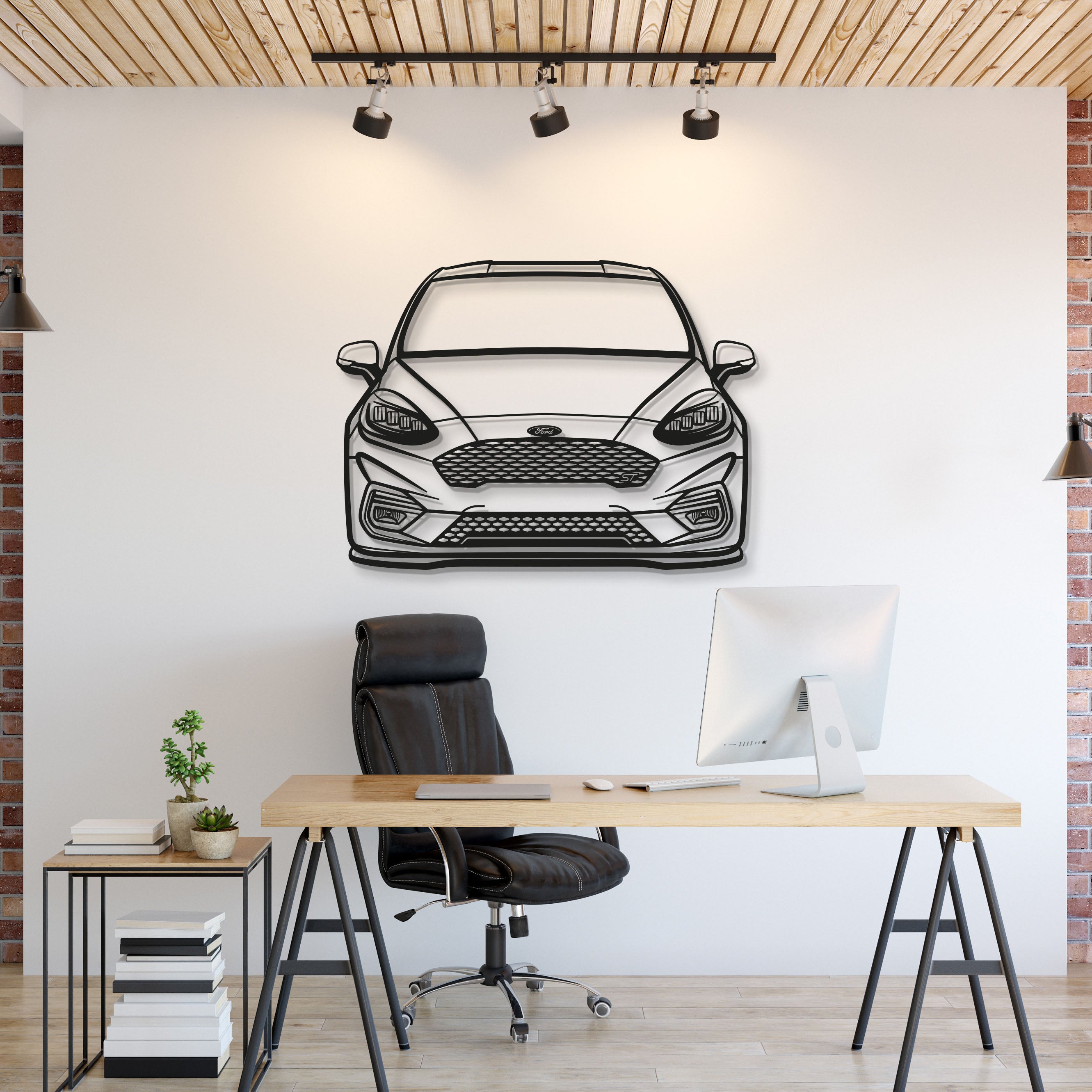 2018 Fiesta MK8 Front View Metal Car Wall Art - MT1349