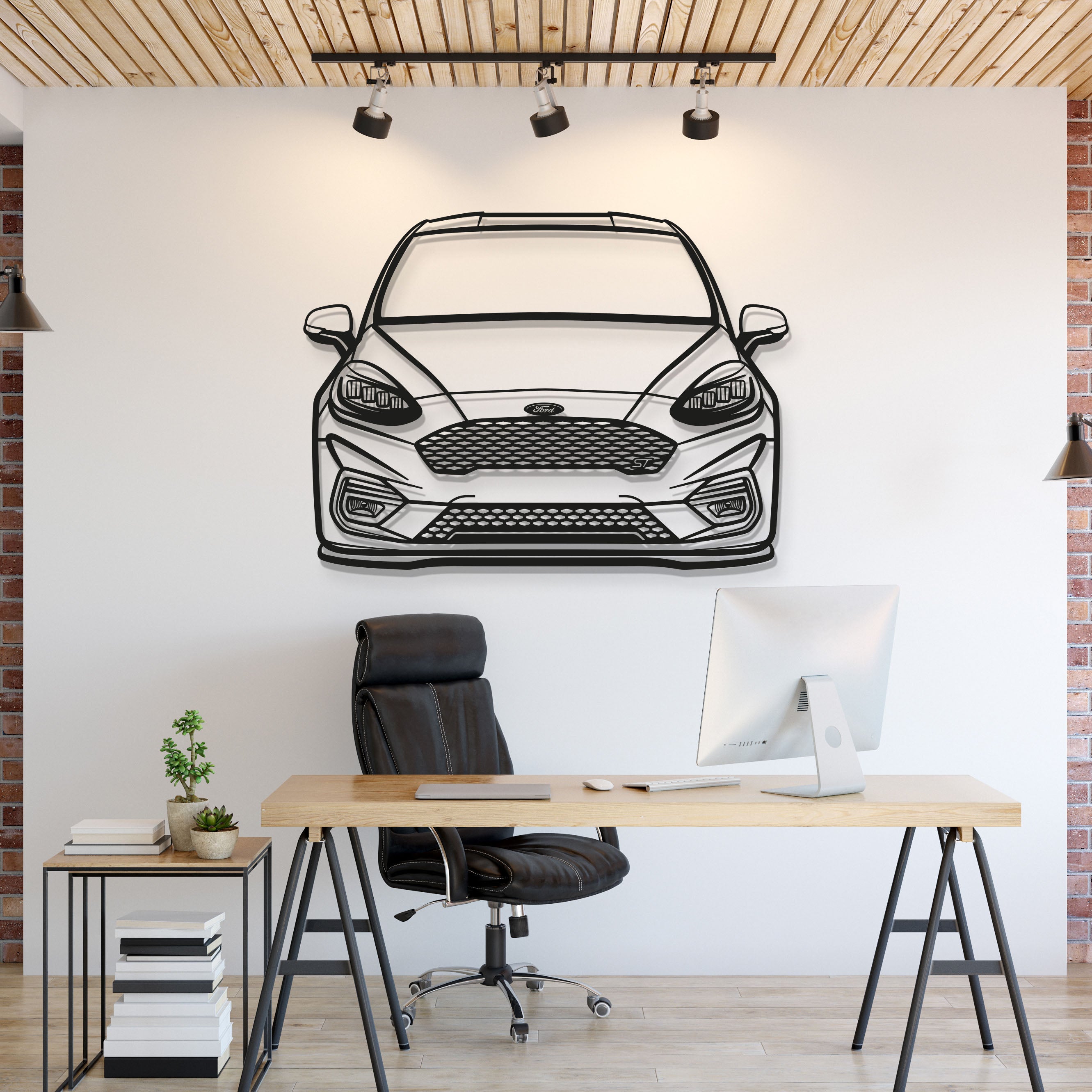 2018 Fiesta ST MK8 Front View Metal Car Wall Art - MT1350