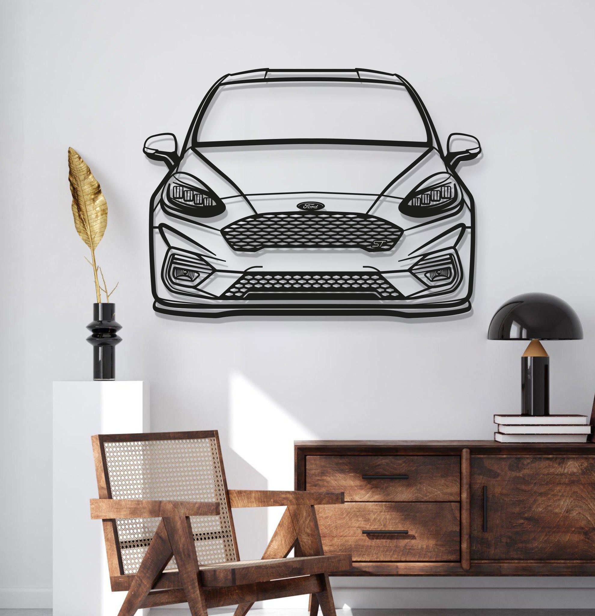 2018 Fiesta ST MK8 Front View Metal Car Wall Art - MT1350