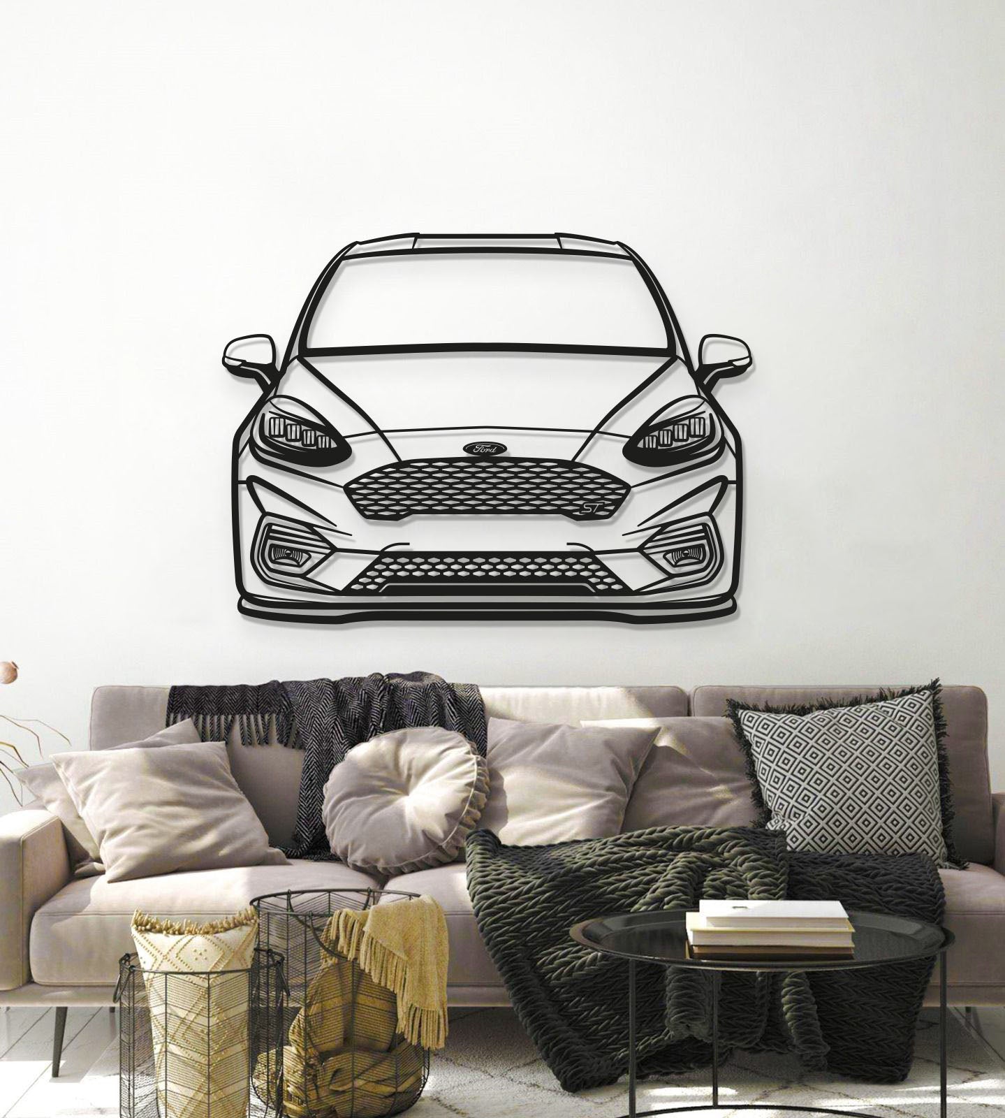 2018 Fiesta ST MK8 Front View Metal Car Wall Art - MT1350