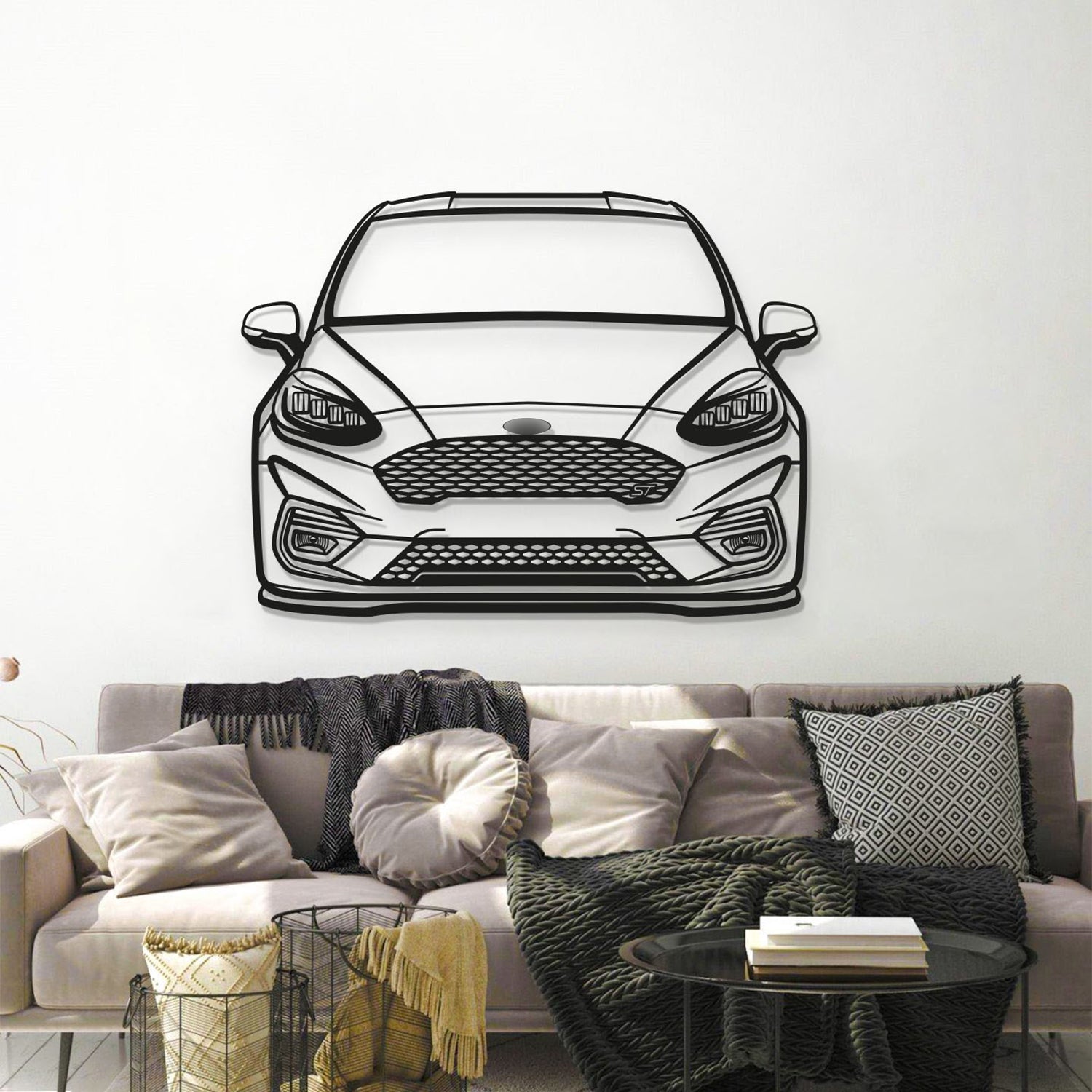 2018 Fiesta ST MK8 Front View Metal Car Wall Art - MT1350