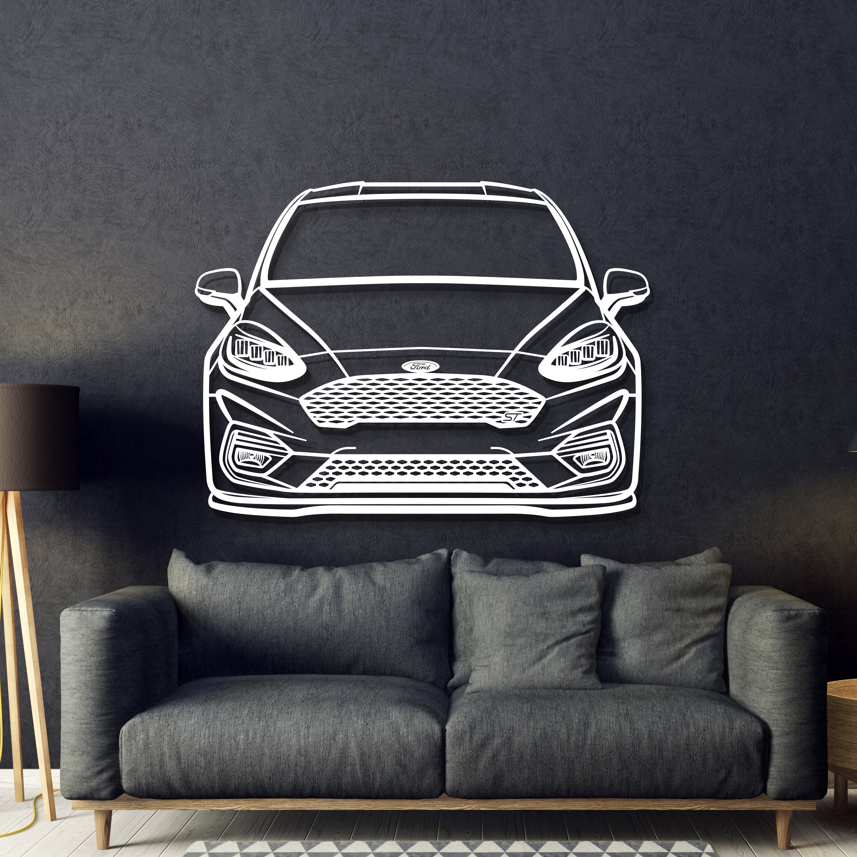 2018 Fiesta ST MK8 Front View Metal Car Wall Art - MT1350