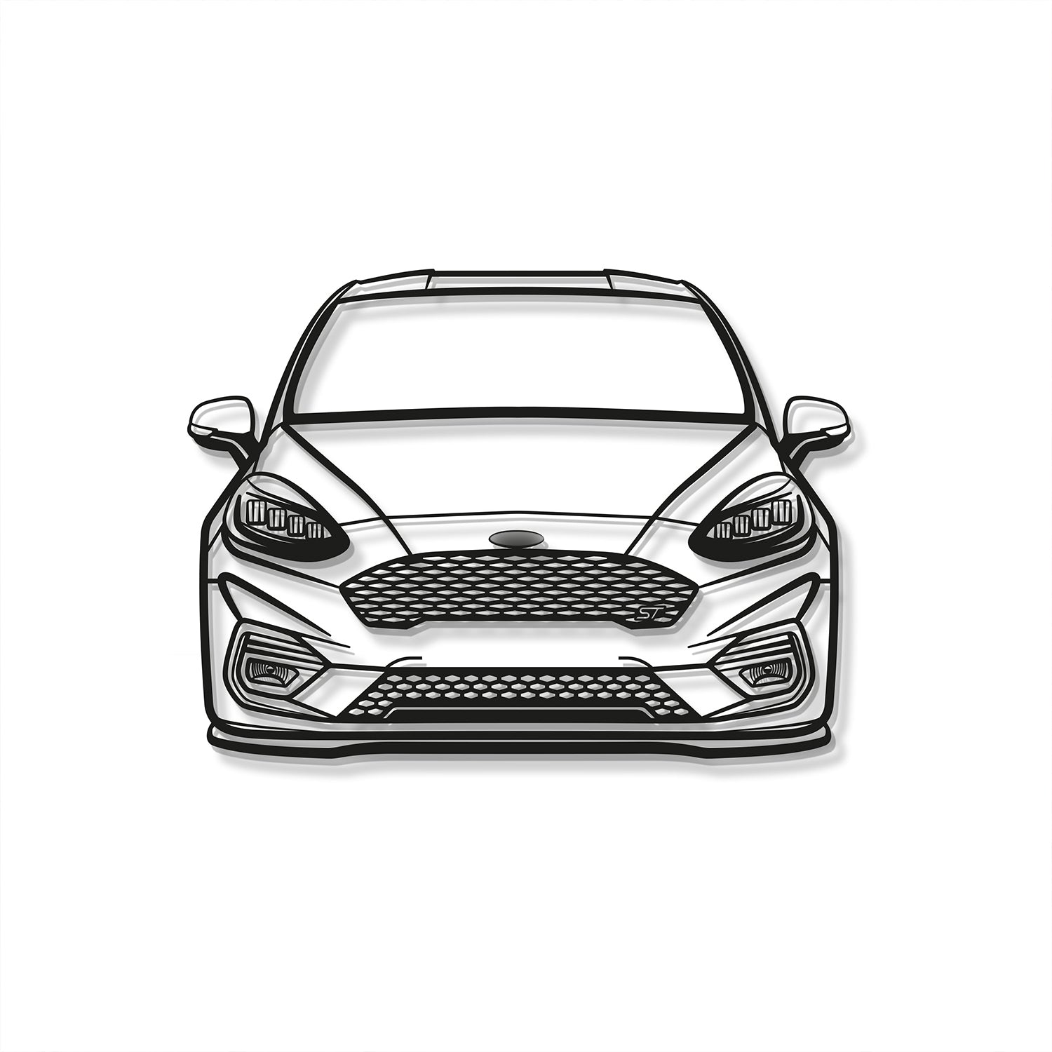 2018 Fiesta ST MK8 Front View Metal Car Wall Art - MT1350