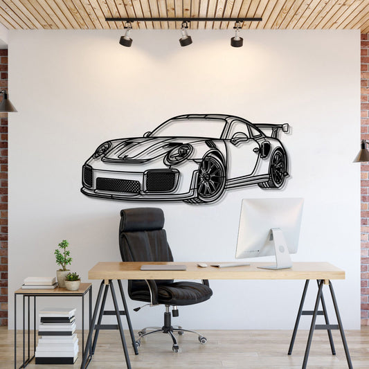 2018 Porsche 911 GT2 RS perspective metal wall art laser cut steel silhouette