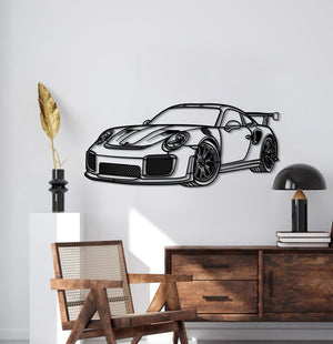2018 911 GT2 RS perspective car silhouette metal wall decor powder coated steel