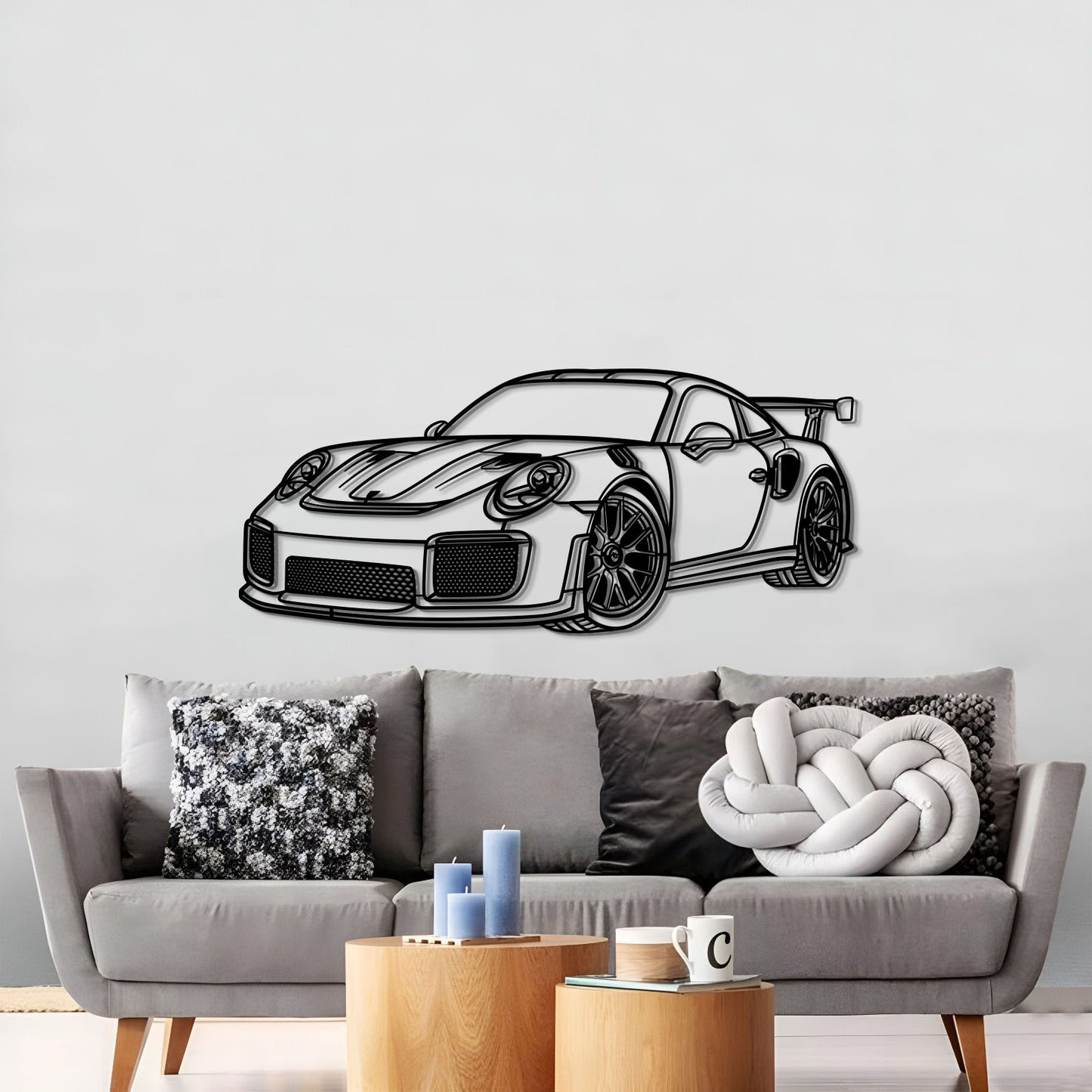 Large 2018 911 GT2 RS perspective metal wall art for garage or man cave