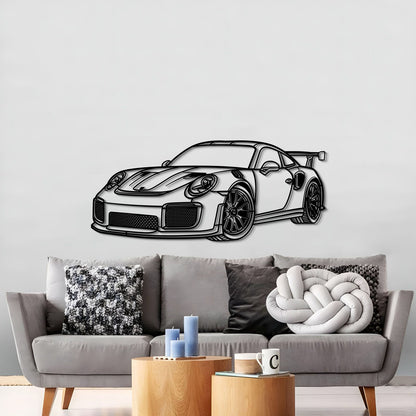 Large 2018 911 GT2 RS perspective metal wall art for garage or man cave