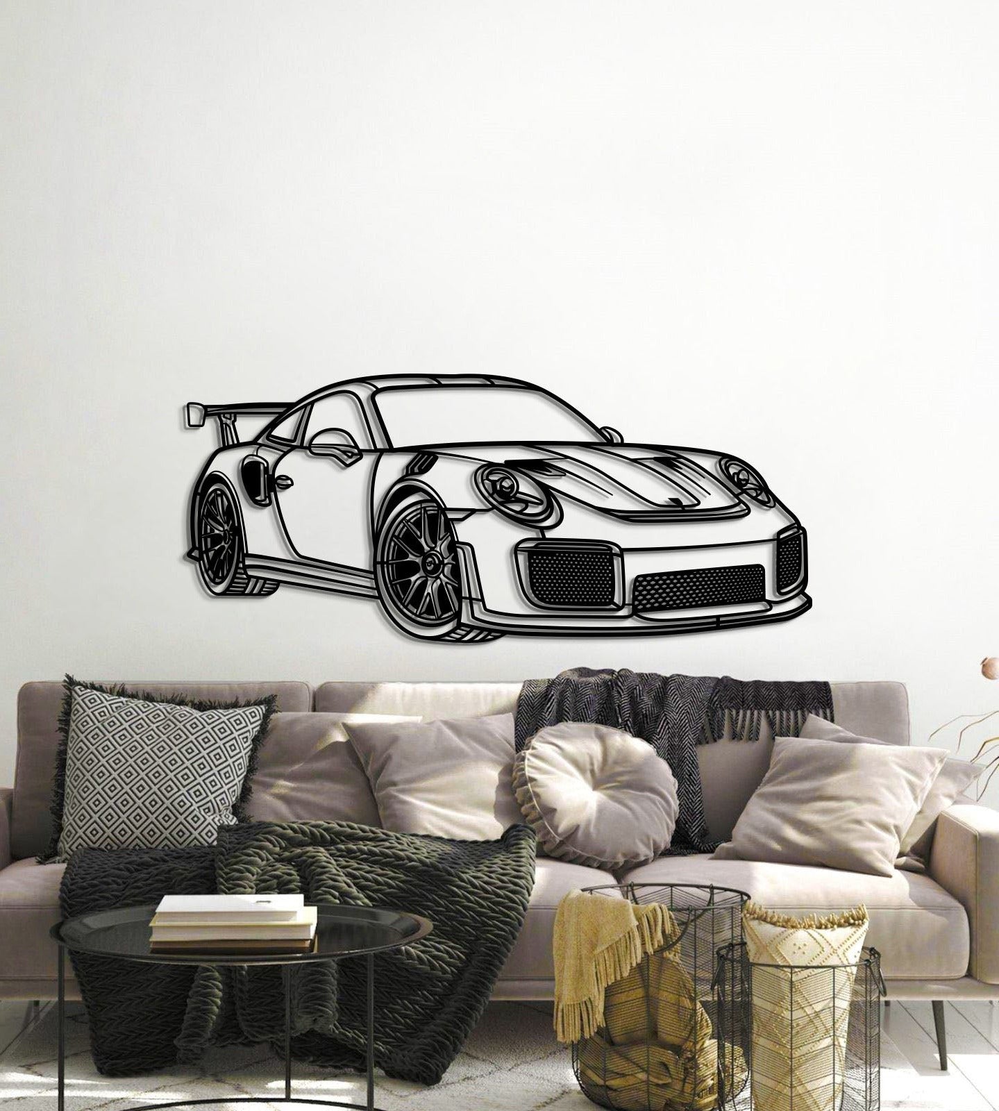 Industrial style 2018 911 GT2 RS perspective silhouette steel wall decor