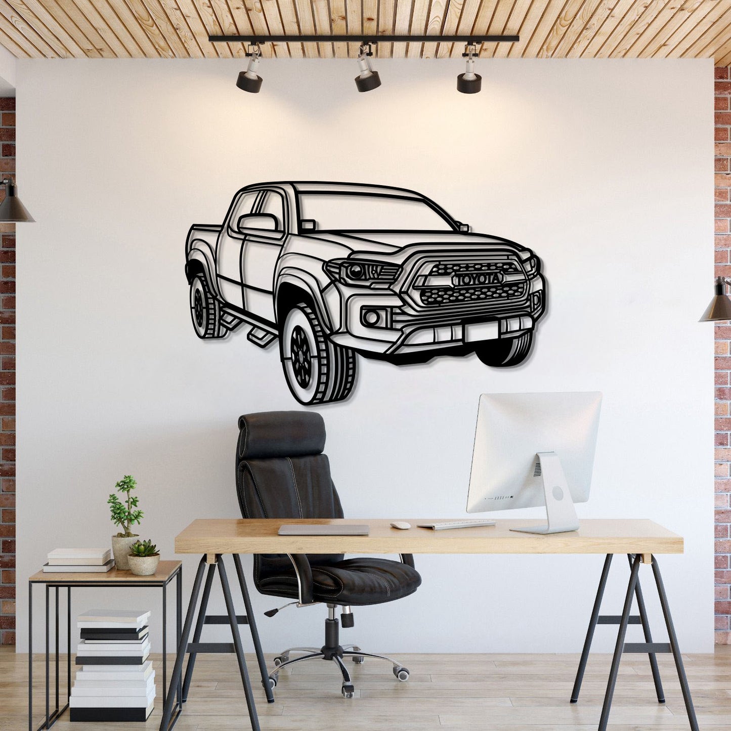 2018 Toyota Tacoma metal wall art perspective view laser cut steel