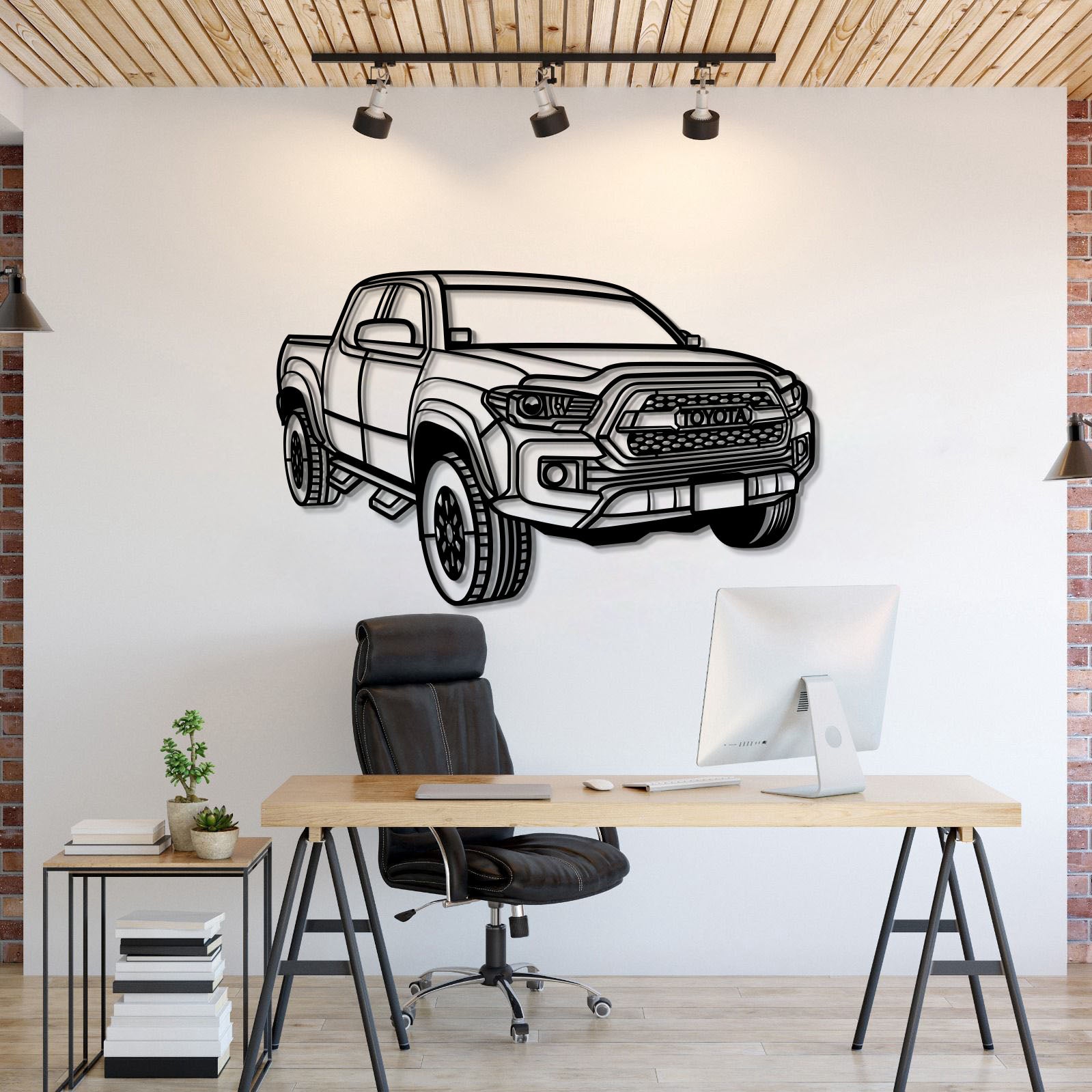 2018 Toyota Tacoma metal wall art perspective view laser cut steel