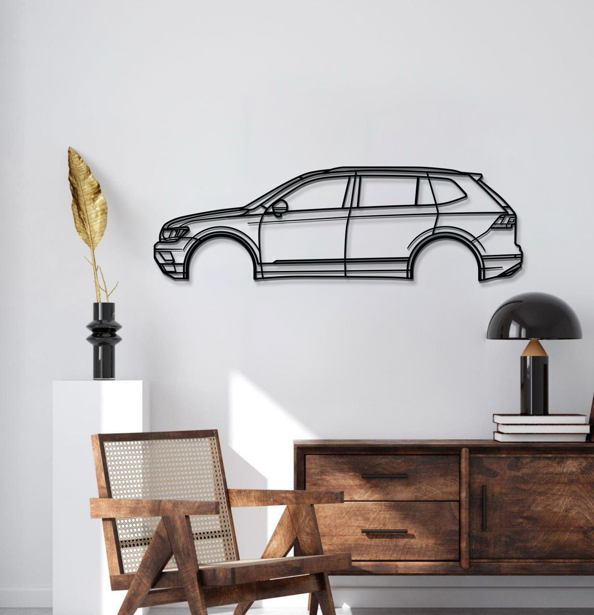 2018 Volkswagen Tiguan 2nd Gen AD BW SUV Silhouette Wall Decor Powder Coated Matte Steel