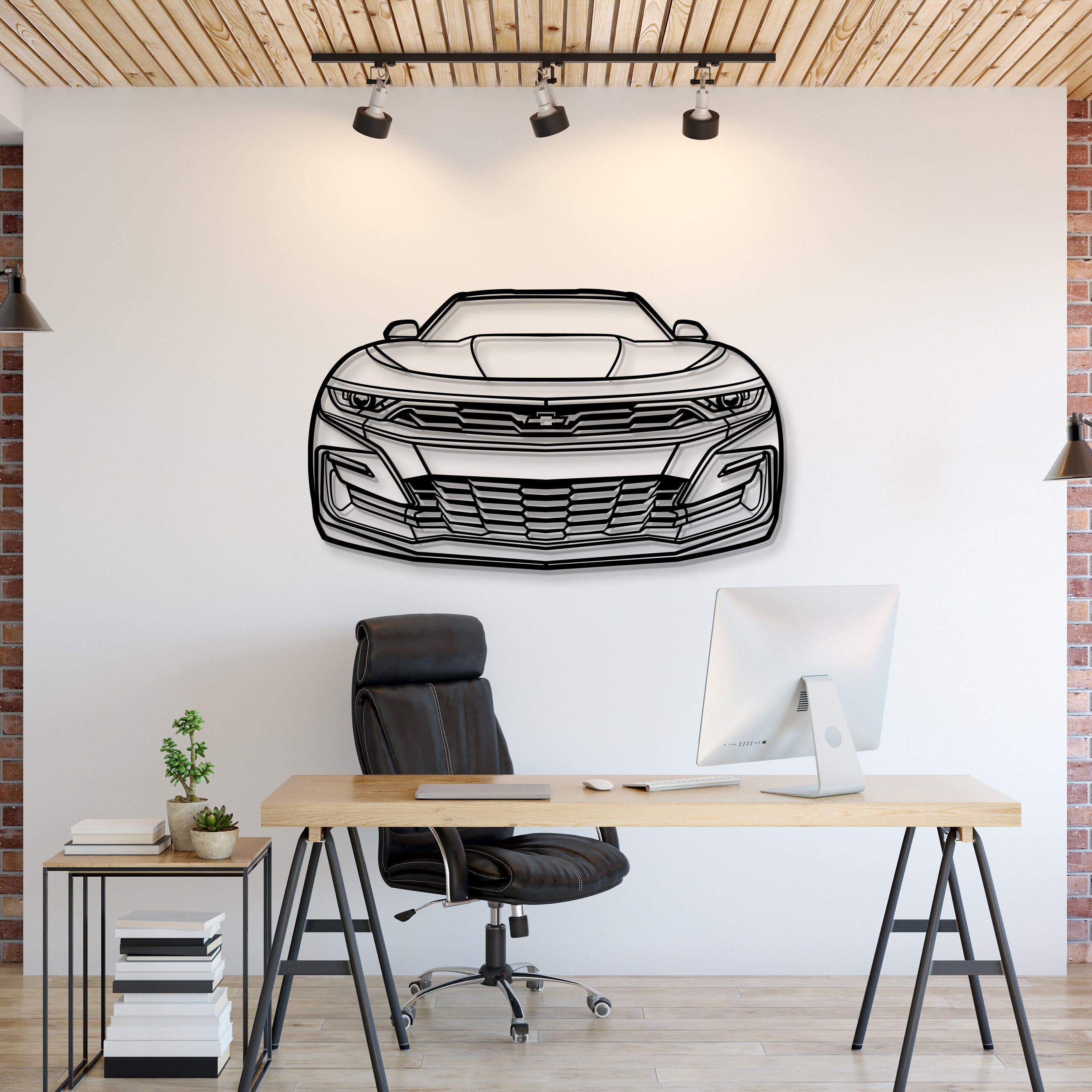 2019 Camaro Front View Metal Car Wall Art - MT1336