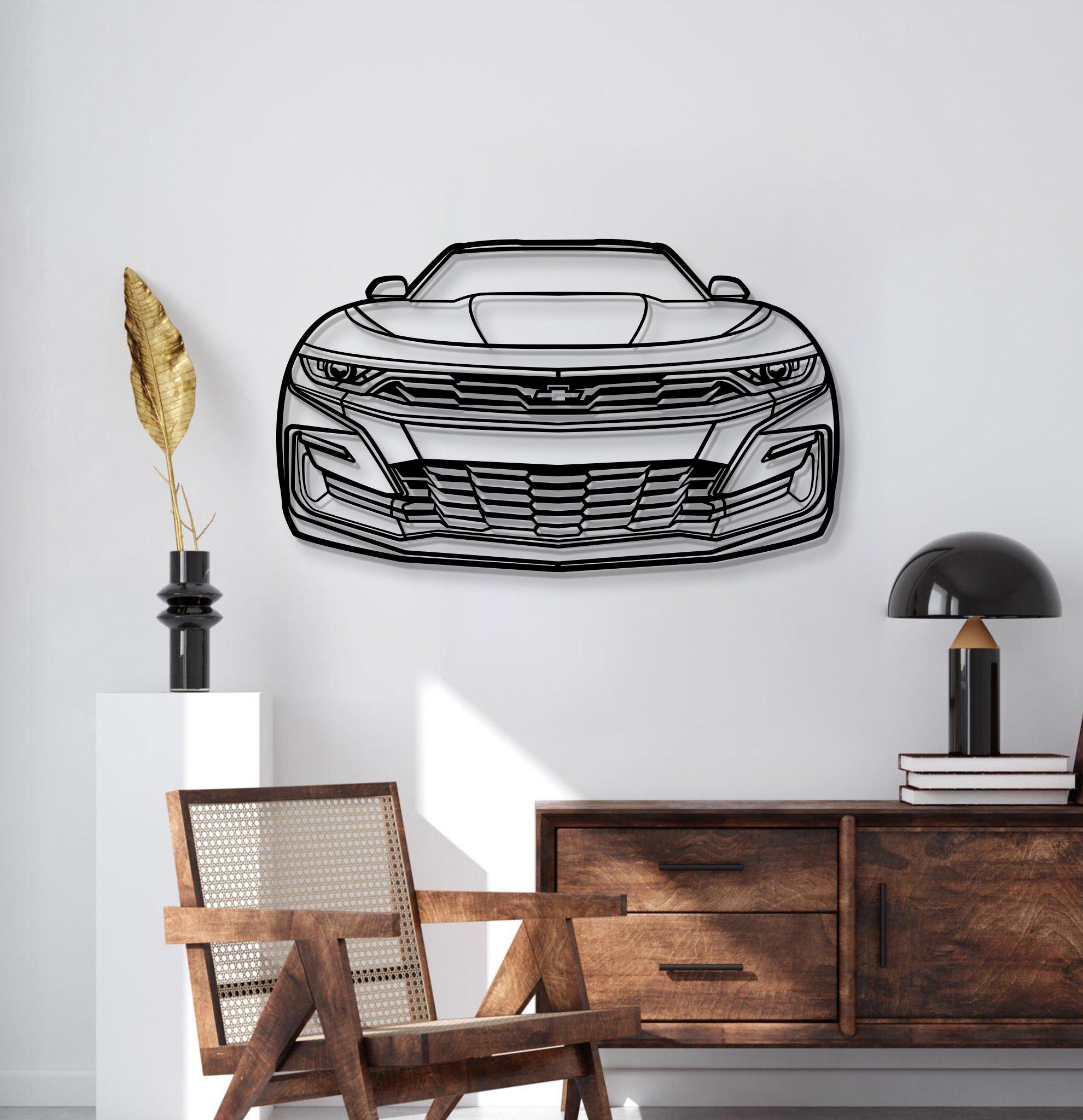 2019 Camaro Front View Metal Car Wall Art - MT1336