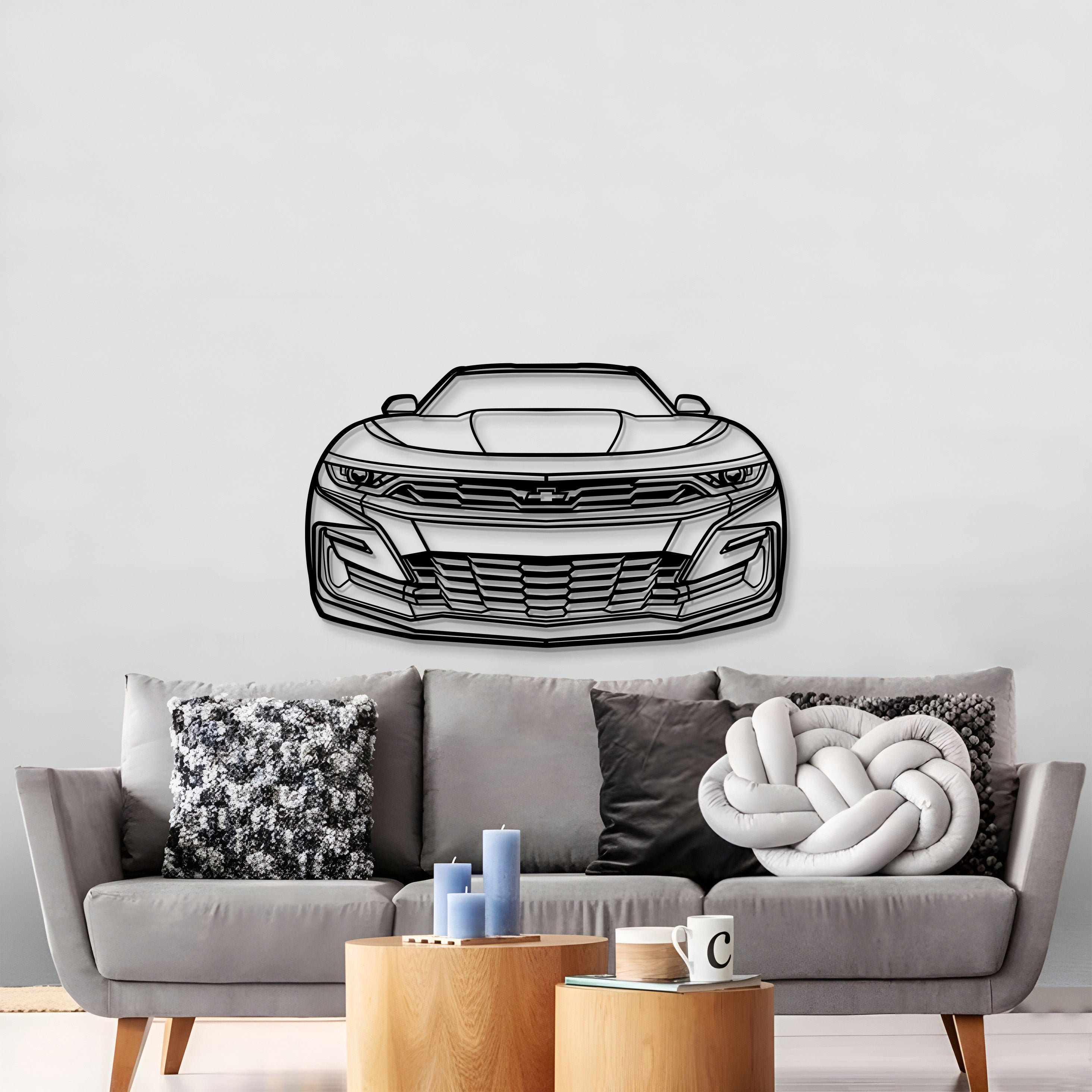 2019 Camaro Front View Metal Car Wall Art - MT1336