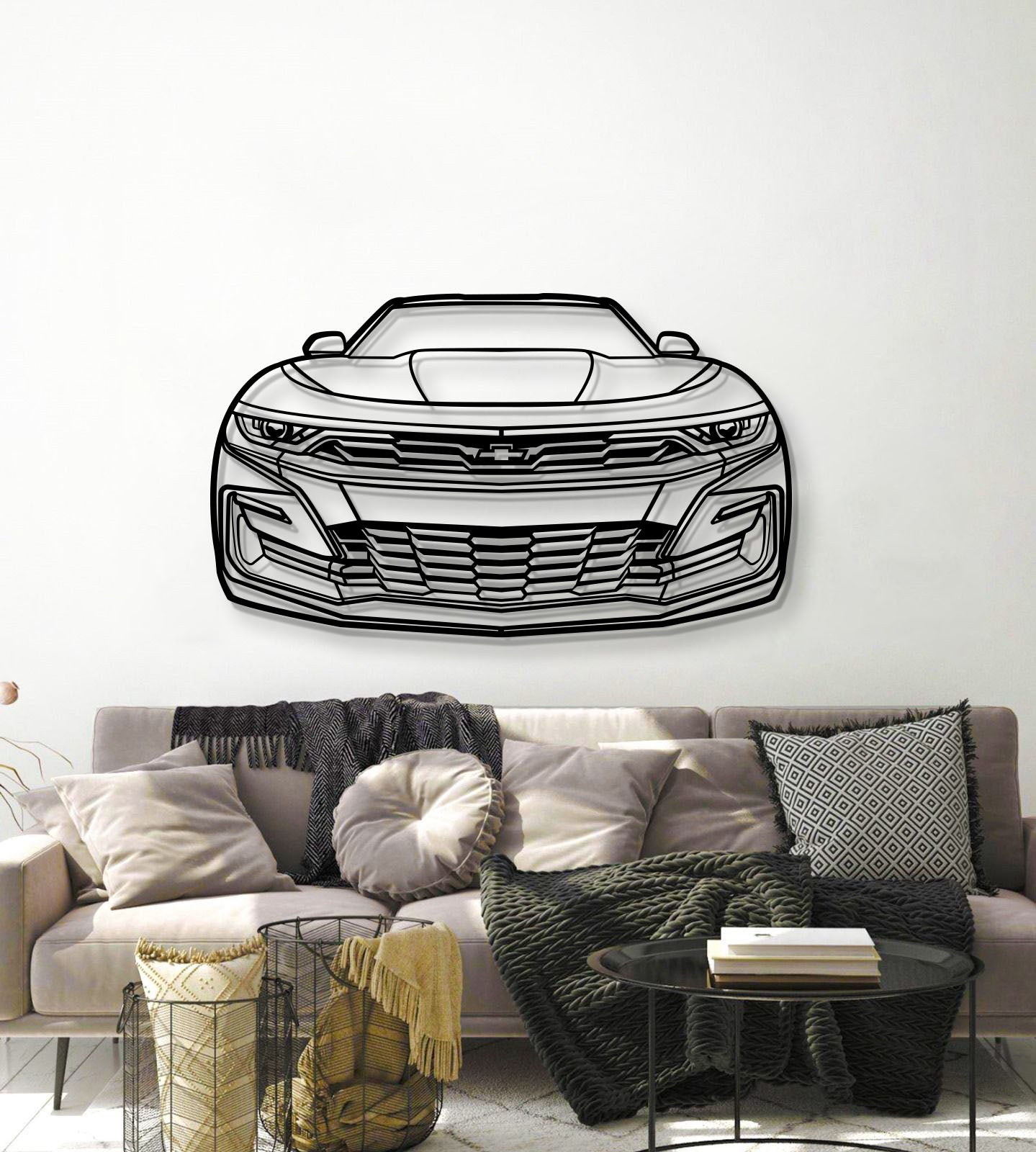 2019 Camaro Front View Metal Car Wall Art - MT1336