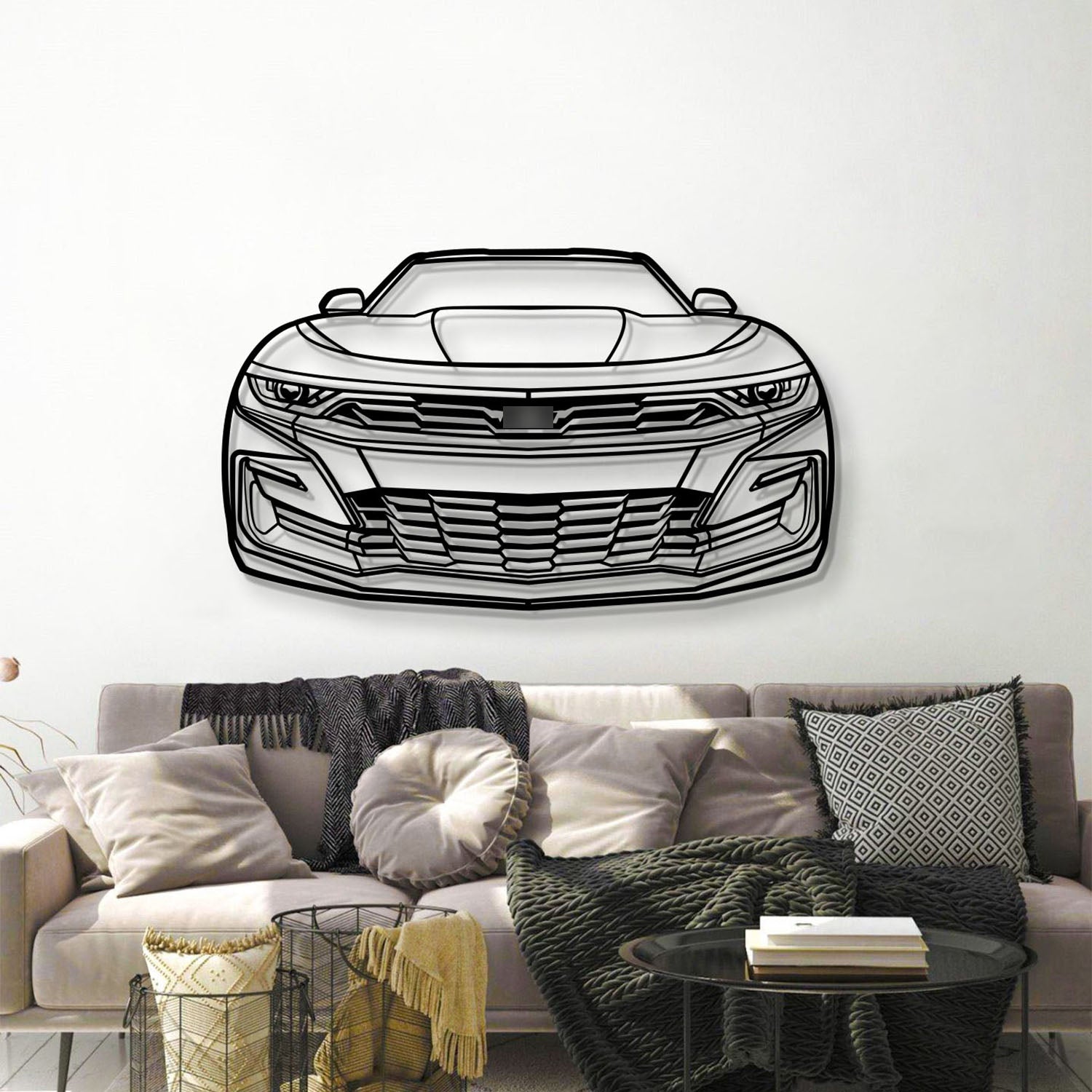 2019 Camaro Front View Metal Car Wall Art - MT1336