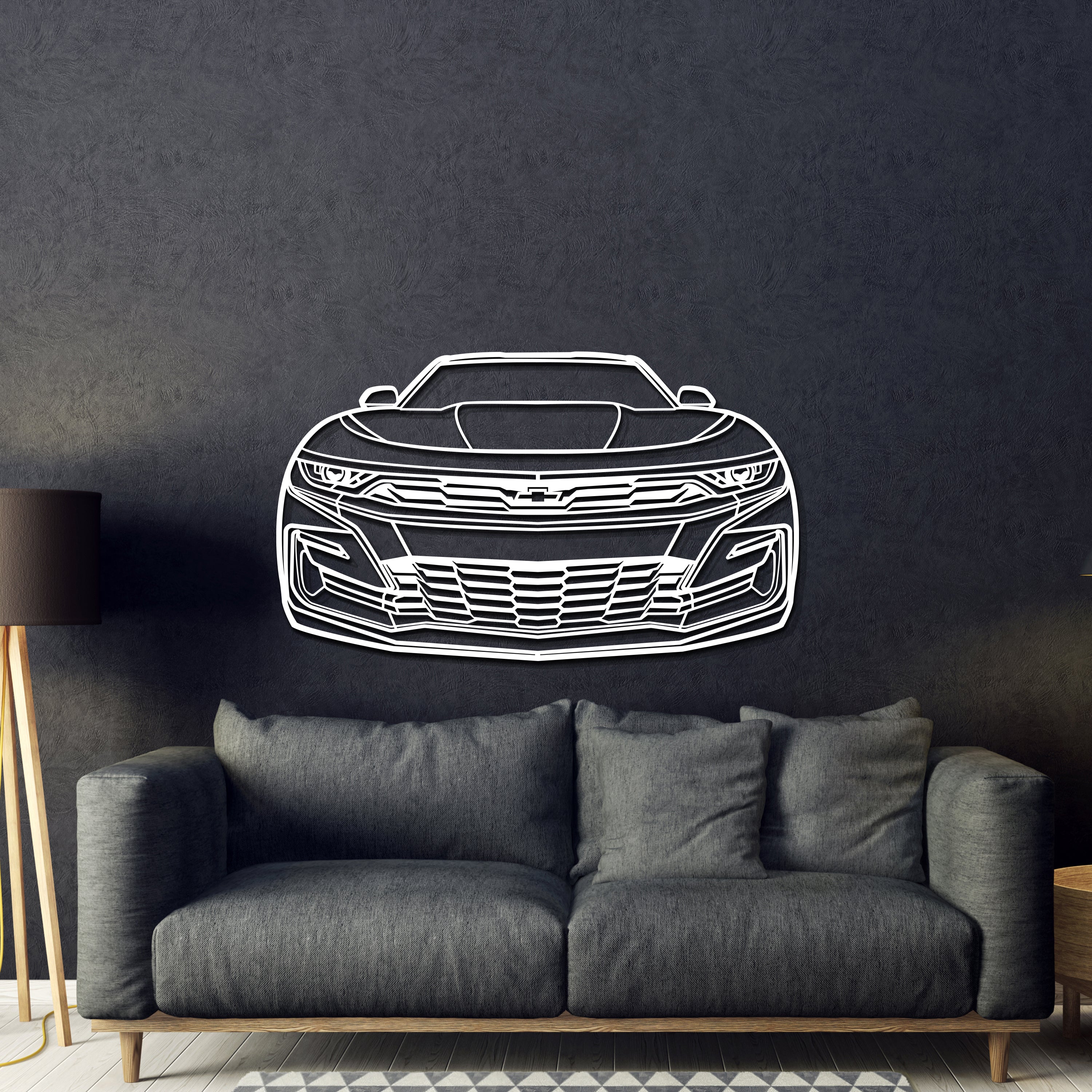 2019 Camaro Front View Metal Car Wall Art - MT1336