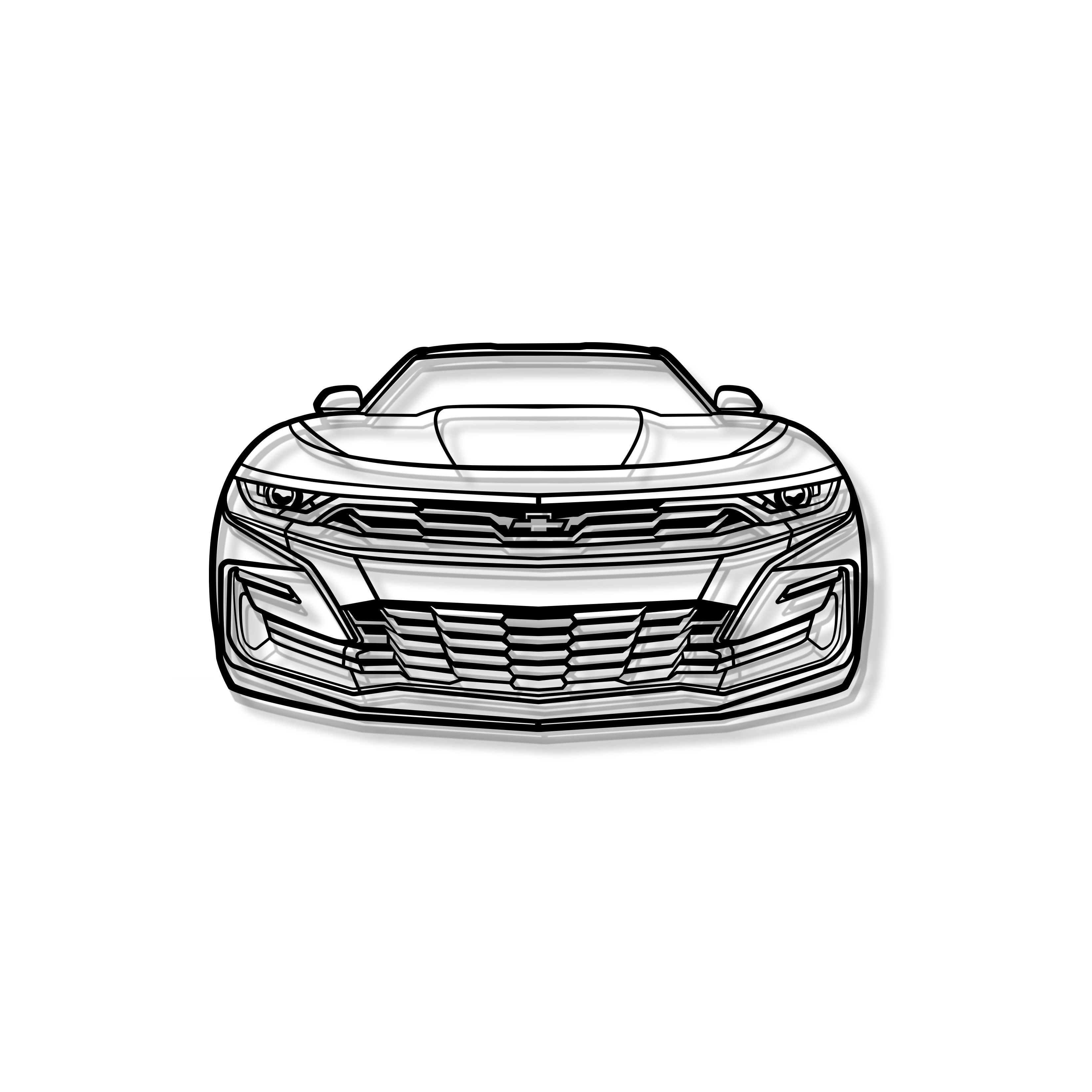 2019 Camaro Front View Metal Car Wall Art - MT1336