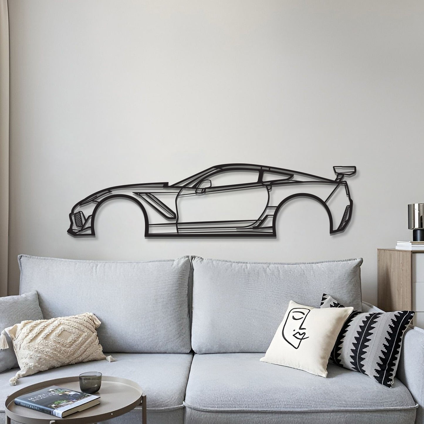 Modern 2019 Chevrolet Corvette ZR1 3ZR Wall Hanging In Textured Black Steel